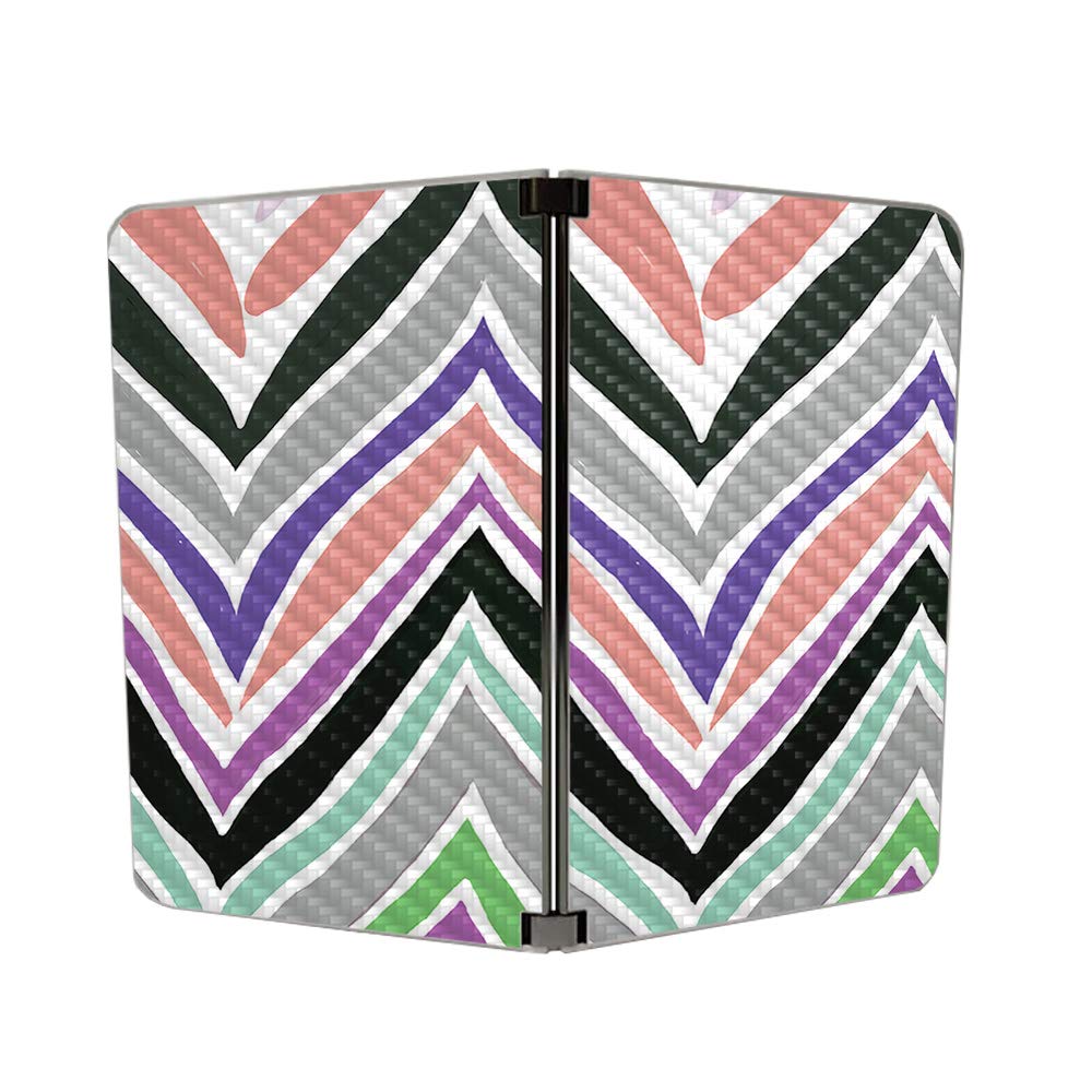 MIGHTY SKINS Carbon Fiber Skin for Microsoft Surface Duo - Colorful Chevron Design | Protective & Durable Textured Finish | Easy to Apply | Made in USA | Perfect for Work, Travel & Everyday Protection
