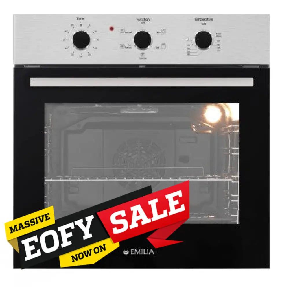Emilia EMRENT65E 60cm 9 Function Electric Oven - Stainless Steel Built-in Kitchen Oven for Baking, Roasting & Grilling | Perfect for Home, Restaurant & Bakery Use