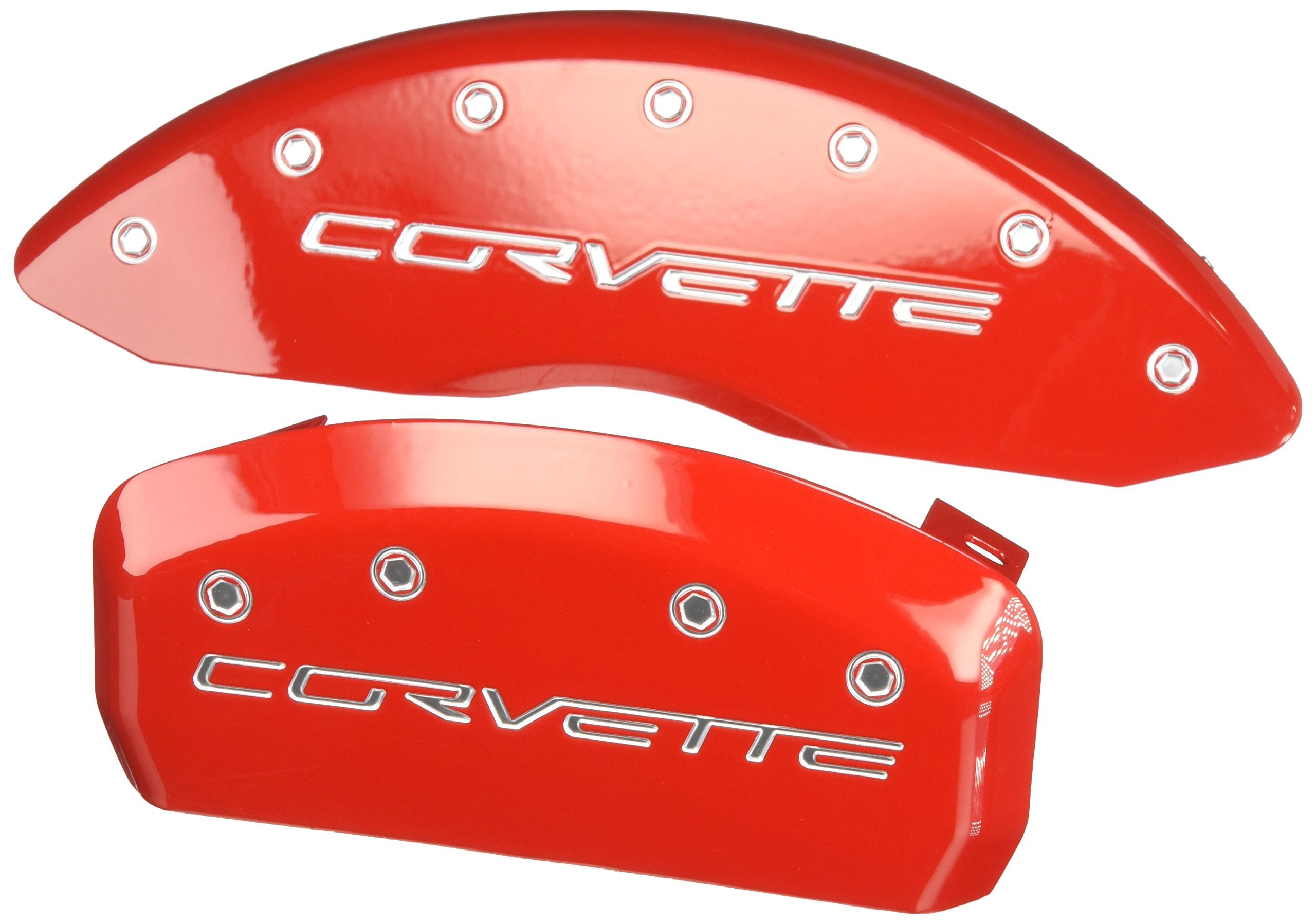 MGP Brake Caliper Covers for 2005-2013 Chevrolet Corvette C6 Z51 - Front & Rear Set with Corvette Logo in Red | High-Performance Custom Wheel Accessories for Sports Car Enthusiasts