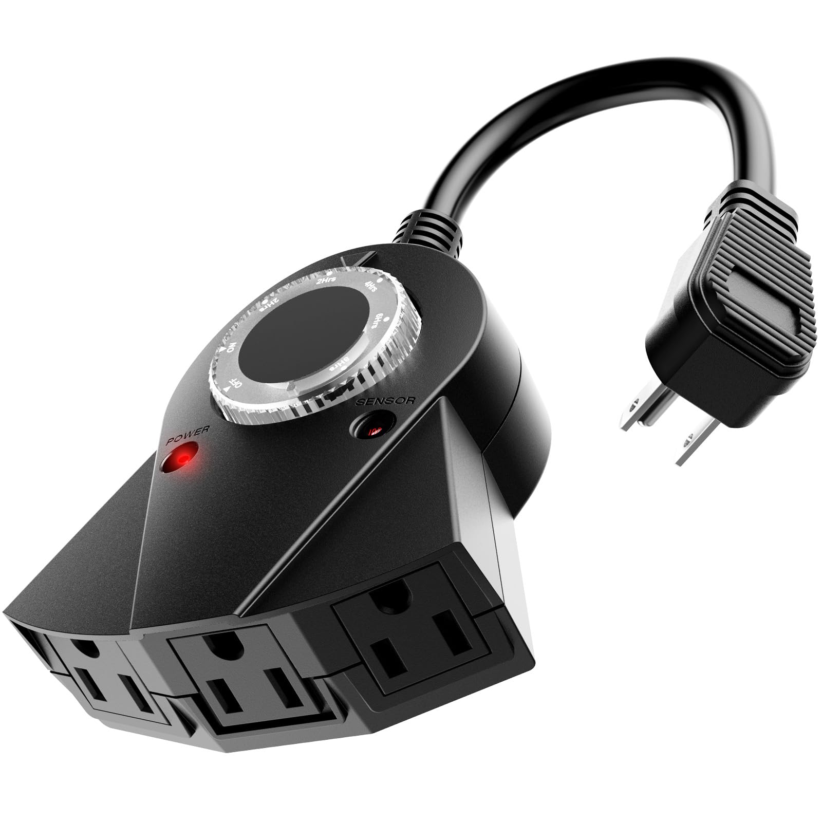 Minetom Heavy Duty Outdoor Mechanical Timer Switch - 3 Grounded Outlets for Christmas Lights, Indoor & Outdoor Use - UL Listed, 13 Amp, Black | Perfect for Holiday Decorations, Landscape Lighting & Home Automation