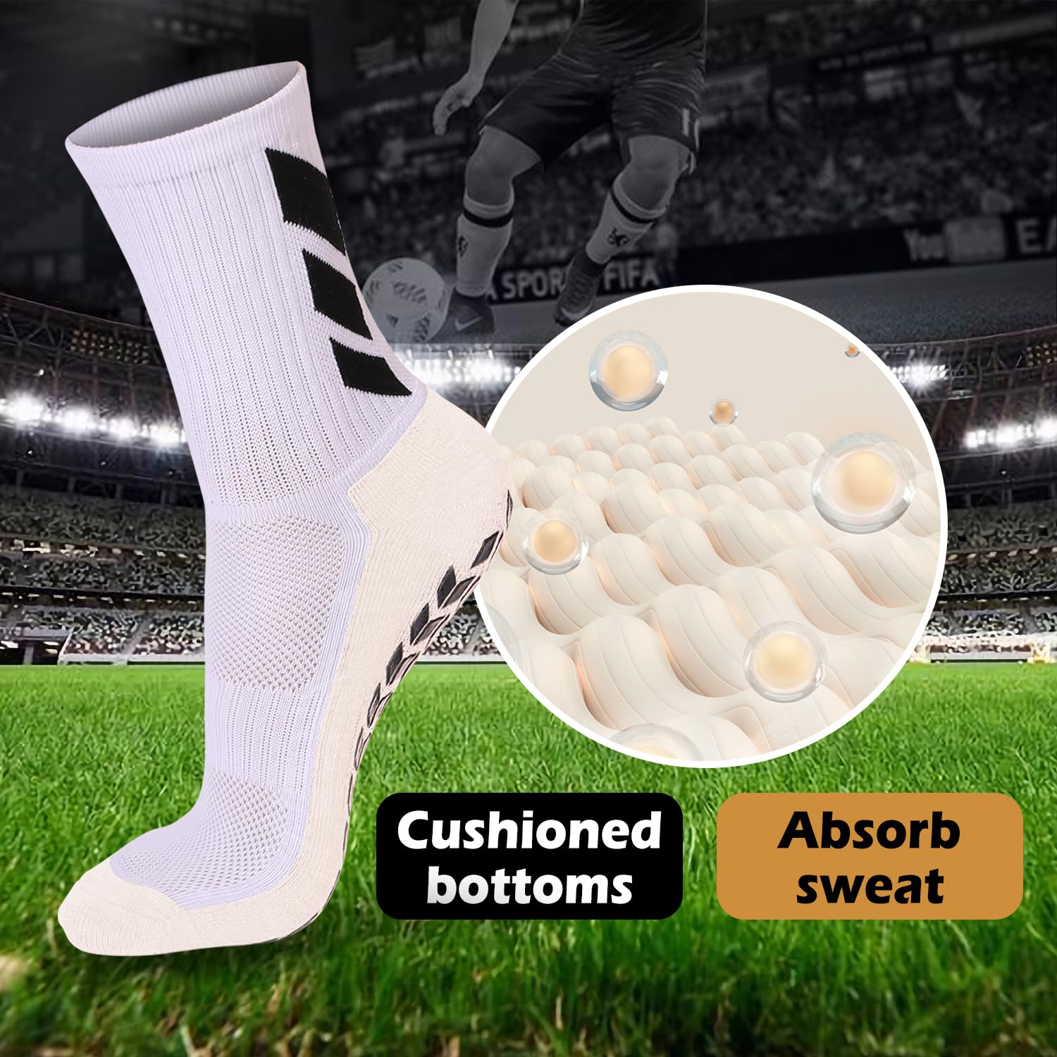 Non-Slip Grip Socks for Men - 4 Pack Athletic Sports Socks for Soccer, Basketball, Volleyball & Pilates | Anti-Slip Hospital Socks with Traction | Perfect for Workout, Yoga & Post-Surgery Recovery