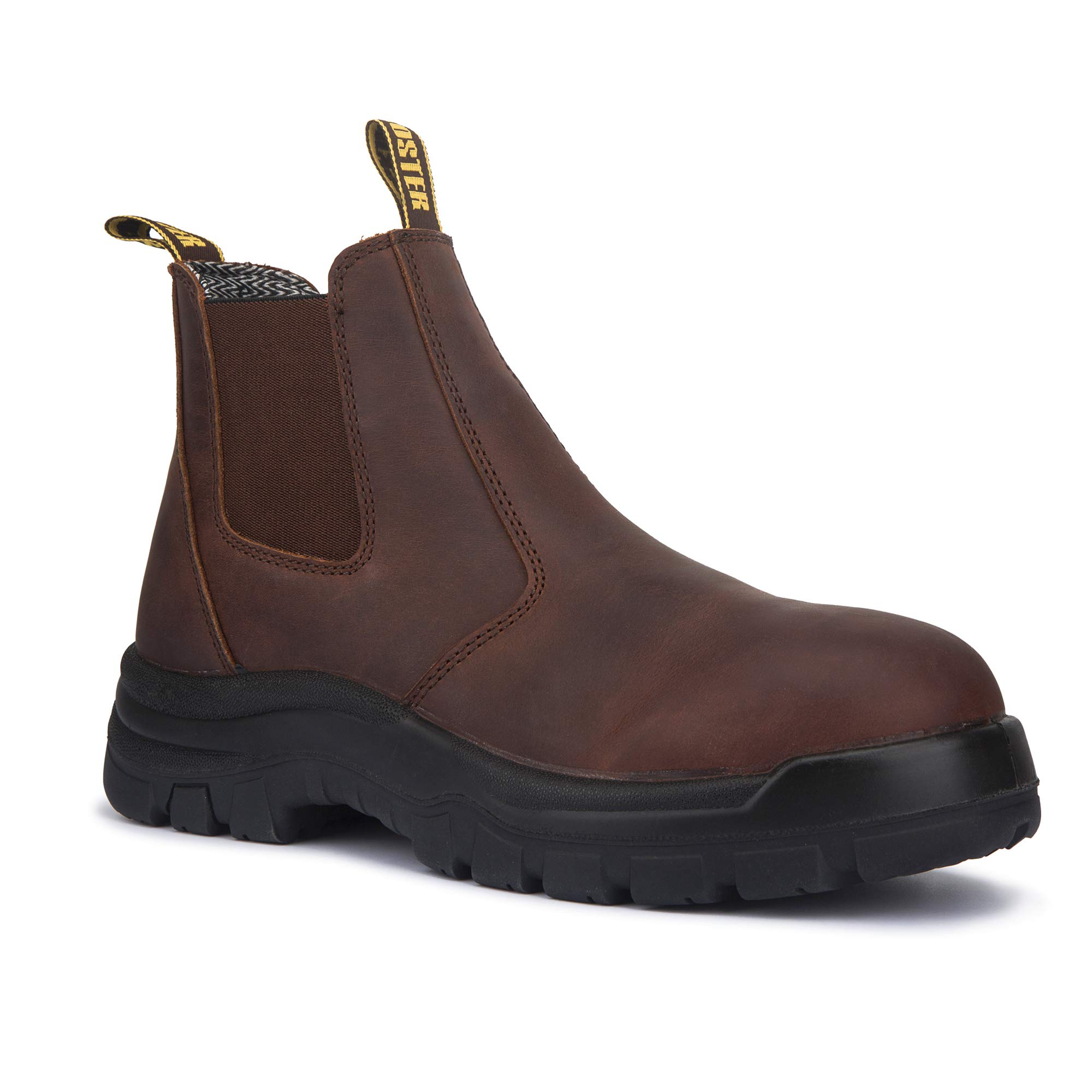 ROCKROOSTER Lumen Men's Slip On Chelsea Work Boots - 6 Inch Soft Toe, Oiled Leather & Rubber Sole, Arch Support, Coolmax Technology, ASTM F2892-18 Electrical Hazard Safety (AK224) - Perfect for Construction, Warehouse & Outdoor Work
