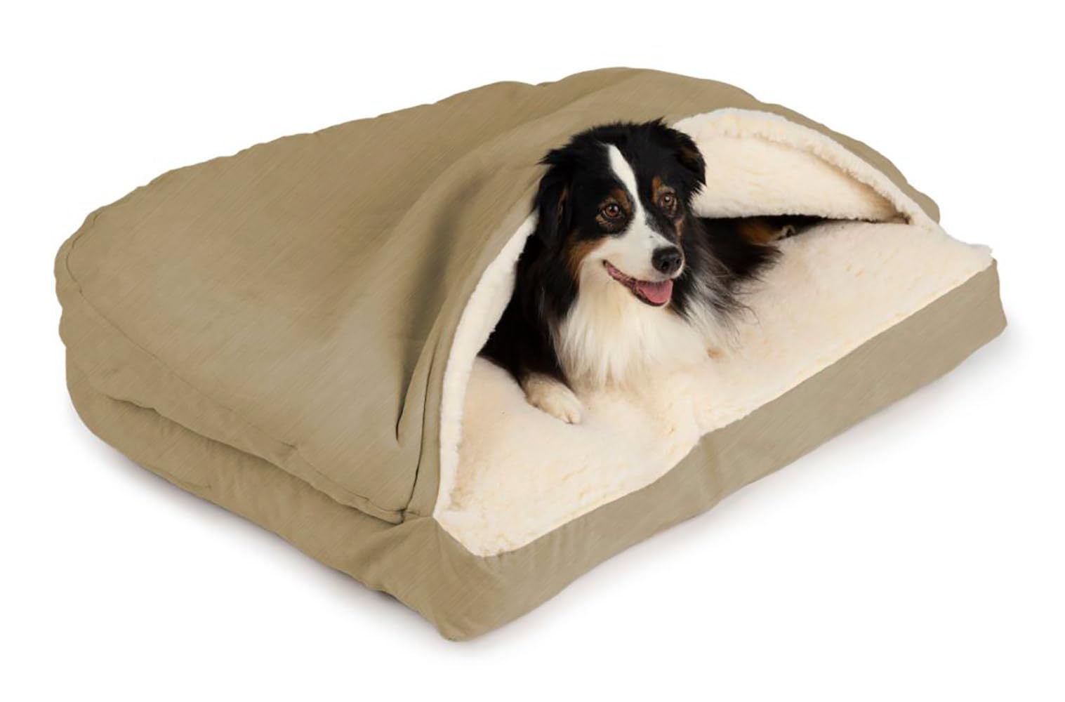 Snoozer Cozy Cave Dog Bed - Large Rectangle Pet Bed for Dogs & Cats, Soft Khaki Washable Cover, Indoor & Outdoor Use - Perfect for Crate Training, Lounging, and Travel