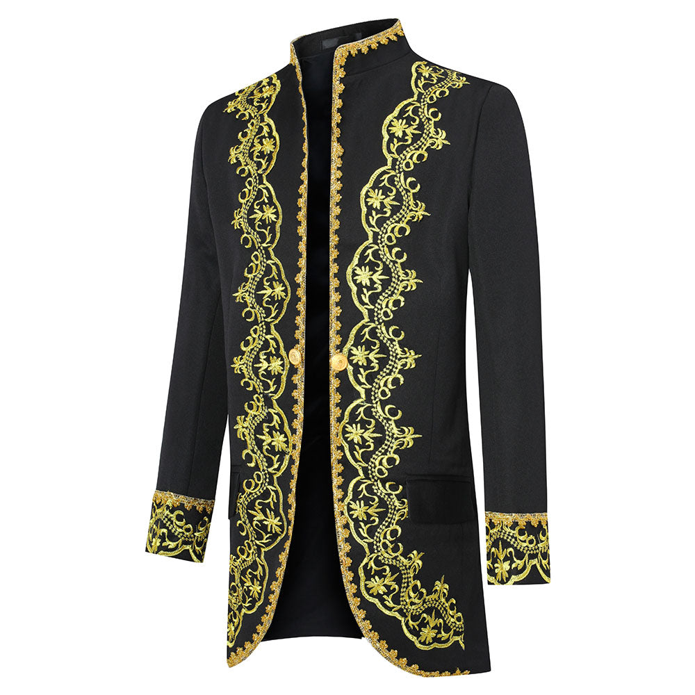 3 Piece Men's Royal Style Tuxedo Suit - Black Formal Wedding Suit for Groom, Prom, Evening Gala & Special Occasions