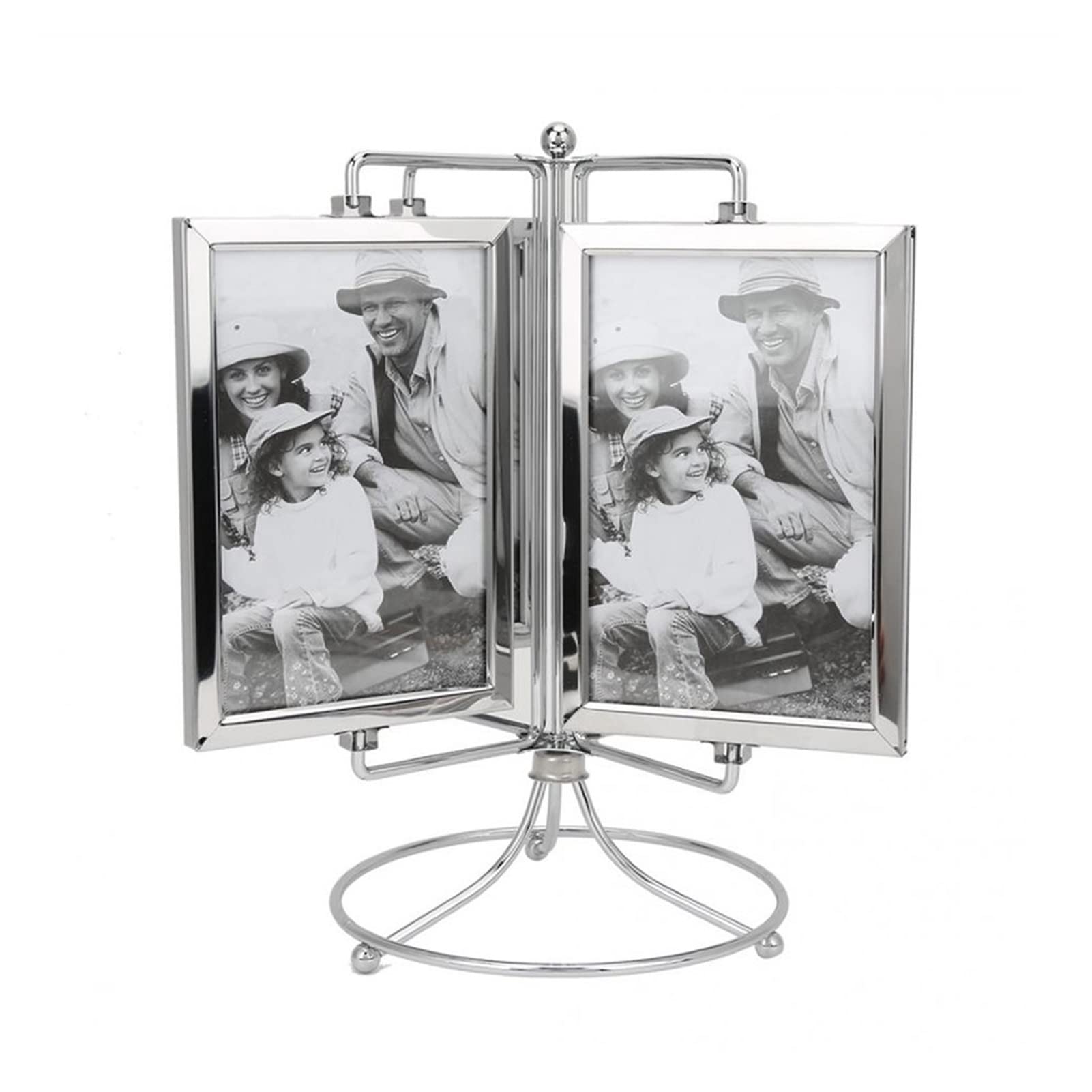 Rotating Metal Photo Frame for 4x6 Pictures - Home & Office Display