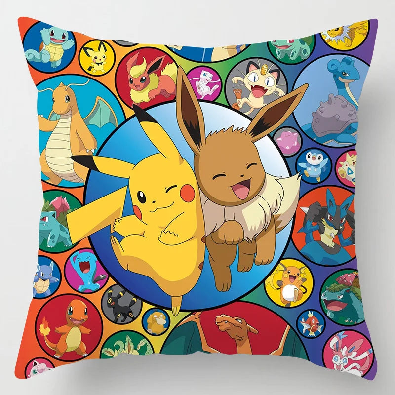 Pokemon Pillow & Cushion Covers - Soft Anime Character Bedding Decor for Kids Room, Gaming Chair, Sofa & Car Accessories