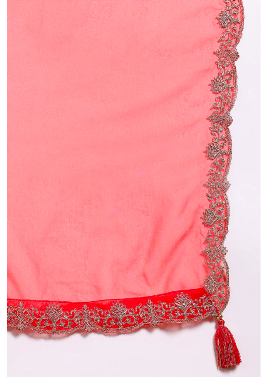 Elegant Red Silk Blend Embroidered Kurta Set for Women | Traditional Indian Ethnic Wear | Perfect for Festivals, Weddings & Special Occasions
