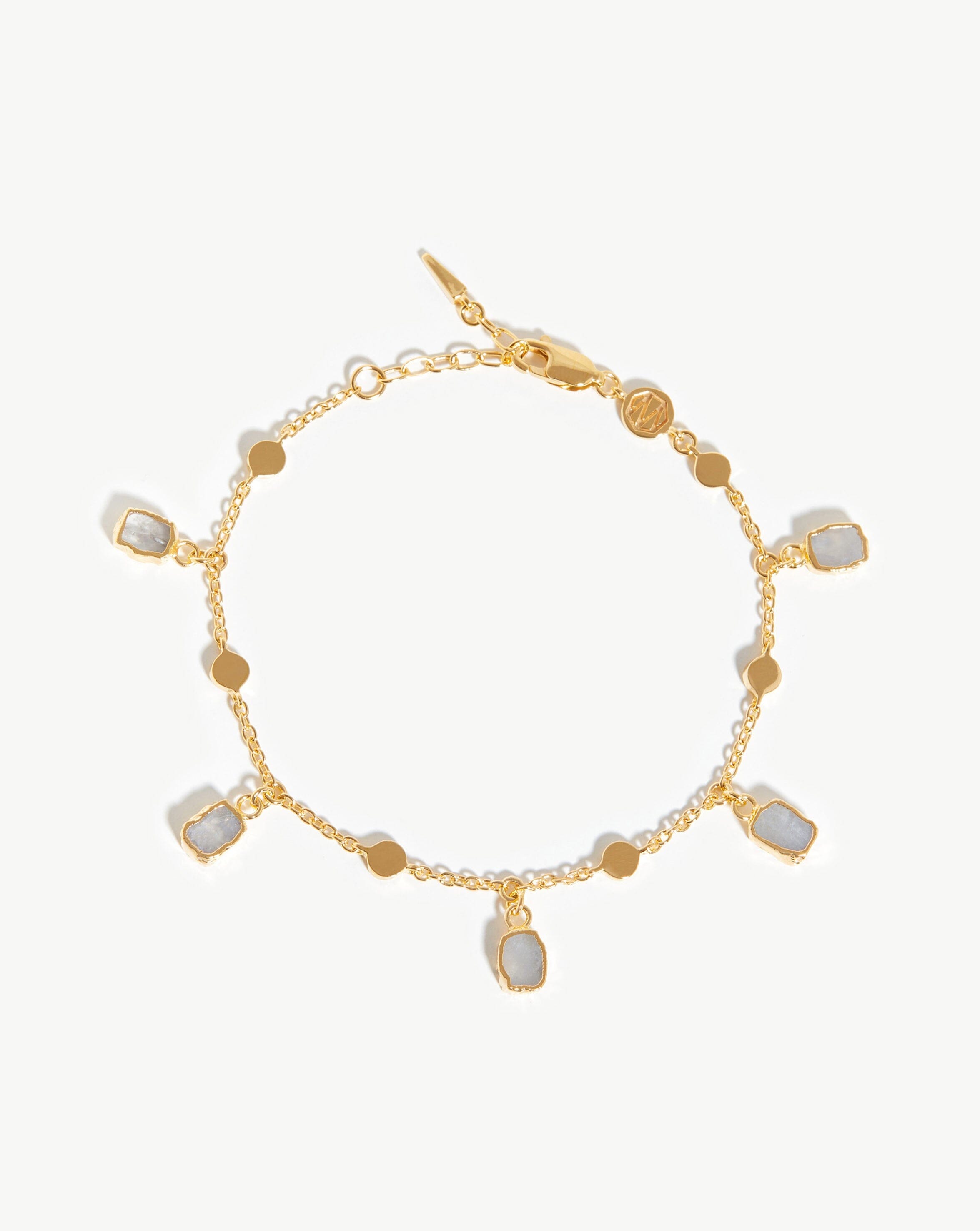 Lena Charm Bracelet for Women - 18K Gold Plated Rainbow Moonstone Jewelry | Elegant Gift for Birthday, Anniversary & Everyday Wear