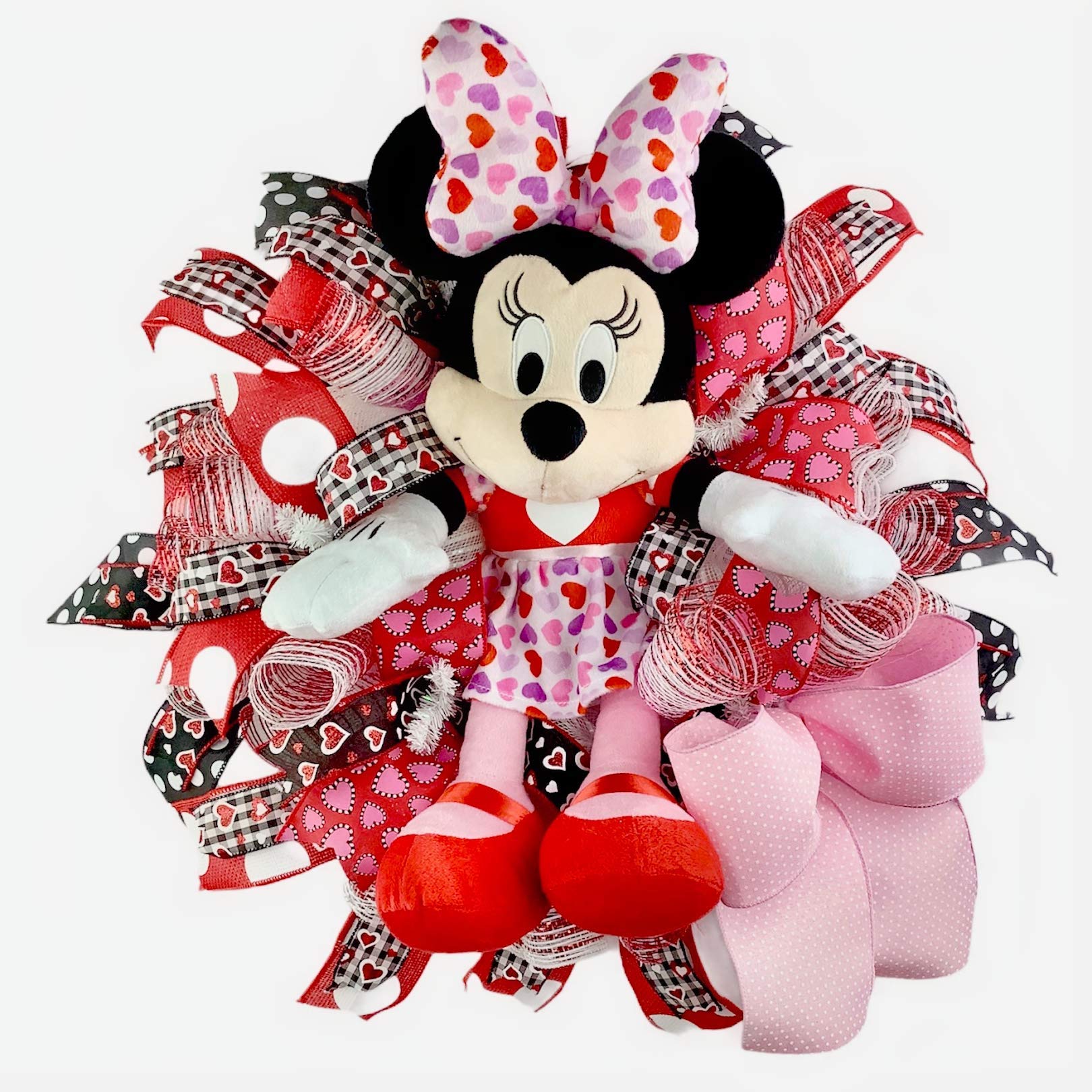 Valentine's Day Minnie Mouse Wreath for Front Door - Weather Resistant Fabric Mesh Decor - Perfect for Home, Party & Holiday Decoration