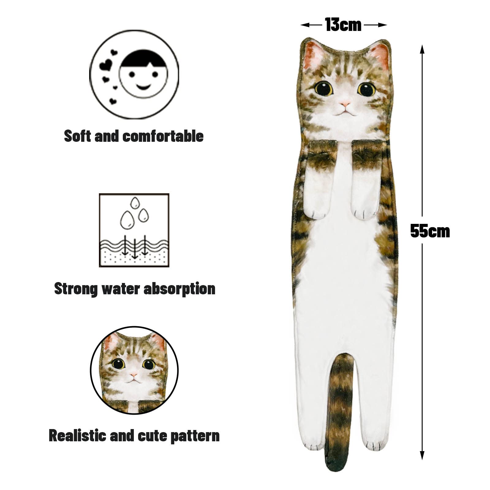 Cute Cat Quick-Dry Hand Towels for Bathroom & Kitchen - Absorbent Hanging Face Towels Set - Funny Gifts for Cat Lovers - Yellow - Perfect for Bathroom Decor, Kitchen Essentials & Cat-Themed Gifts