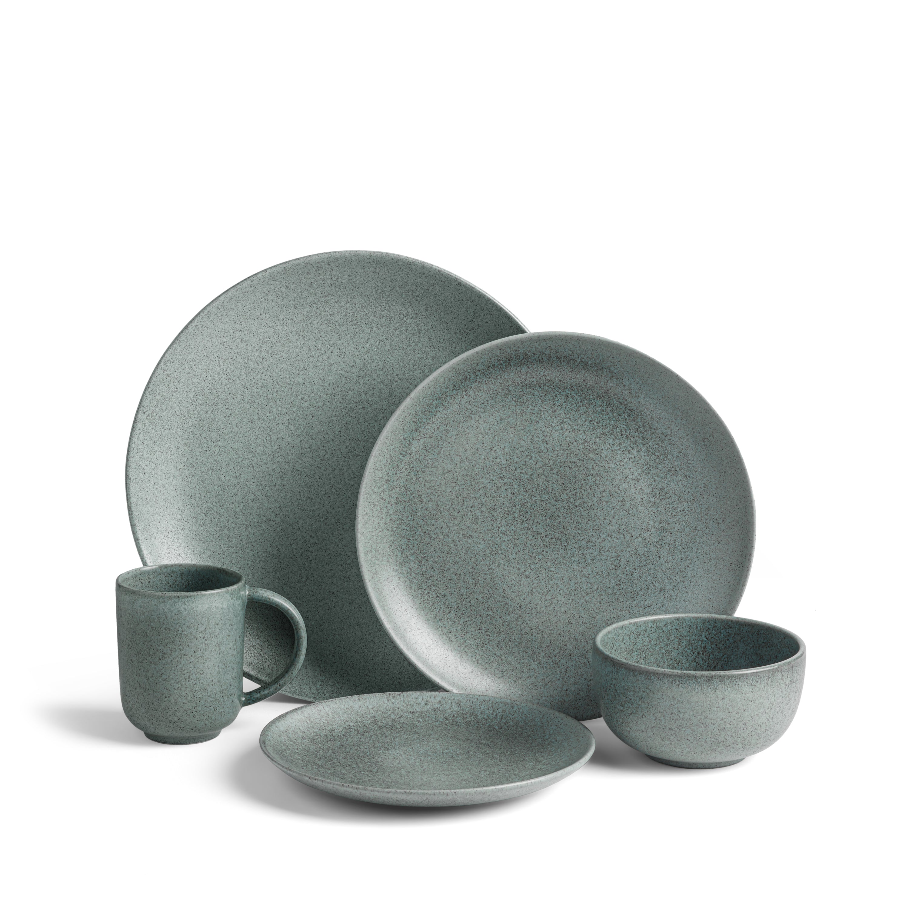 Terra Dinnerware Set - 16-Piece Seafoam Green Ceramic Plates & Bowls for Everyday Dining, Dishwasher Safe Dinnerware for Family Meals & Entertaining