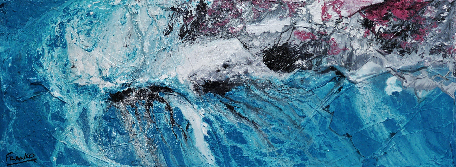 160cm x 60cm Teal Textured Abstract Canvas Painting - Modern Wall Art for Living Room, Bedroom & Office Decor