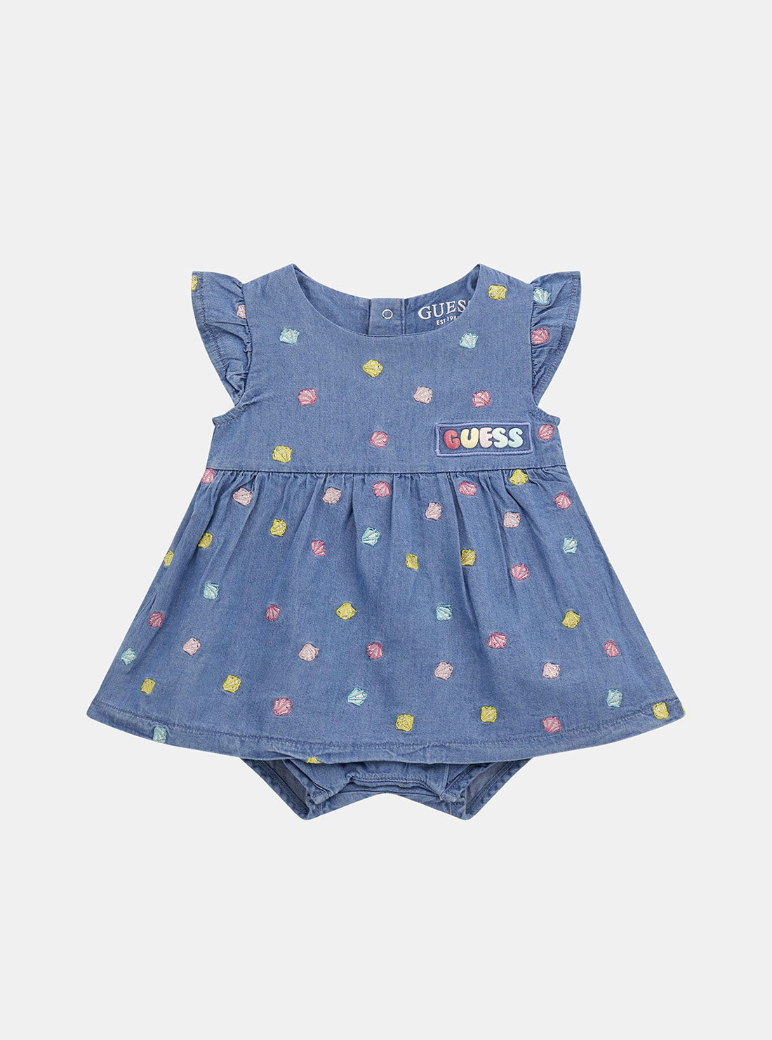 Denim Blue Chambray Bodysuit Dress for Baby (0-12 Months) - Perfect for Casual Outings, Photo Shoots & Everyday Wear