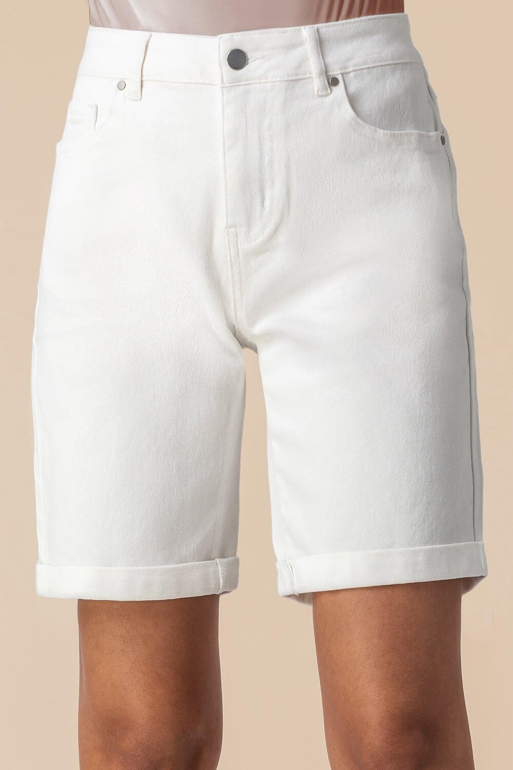 Women's High Waisted Denim Shorts with Pockets - Stretchy Cotton Mom Jeans Boyfriend Style, Frayed Hem Casual Skinny Pants | Perfect for Summer, Beach, Vacation & Everyday Wear