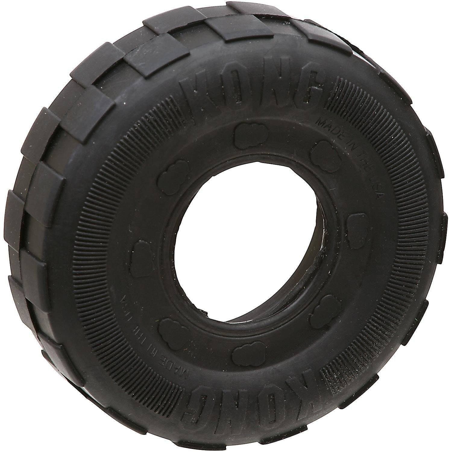 Kong TRAXX Tires - Durable Dog Chew Toy with Treat Hiding Holes for Aggressive Chewers | Interactive Puzzle Feeder for Mental Stimulation & Dental Health | Perfect for Large Breed Dogs & Puppy Teething Relief