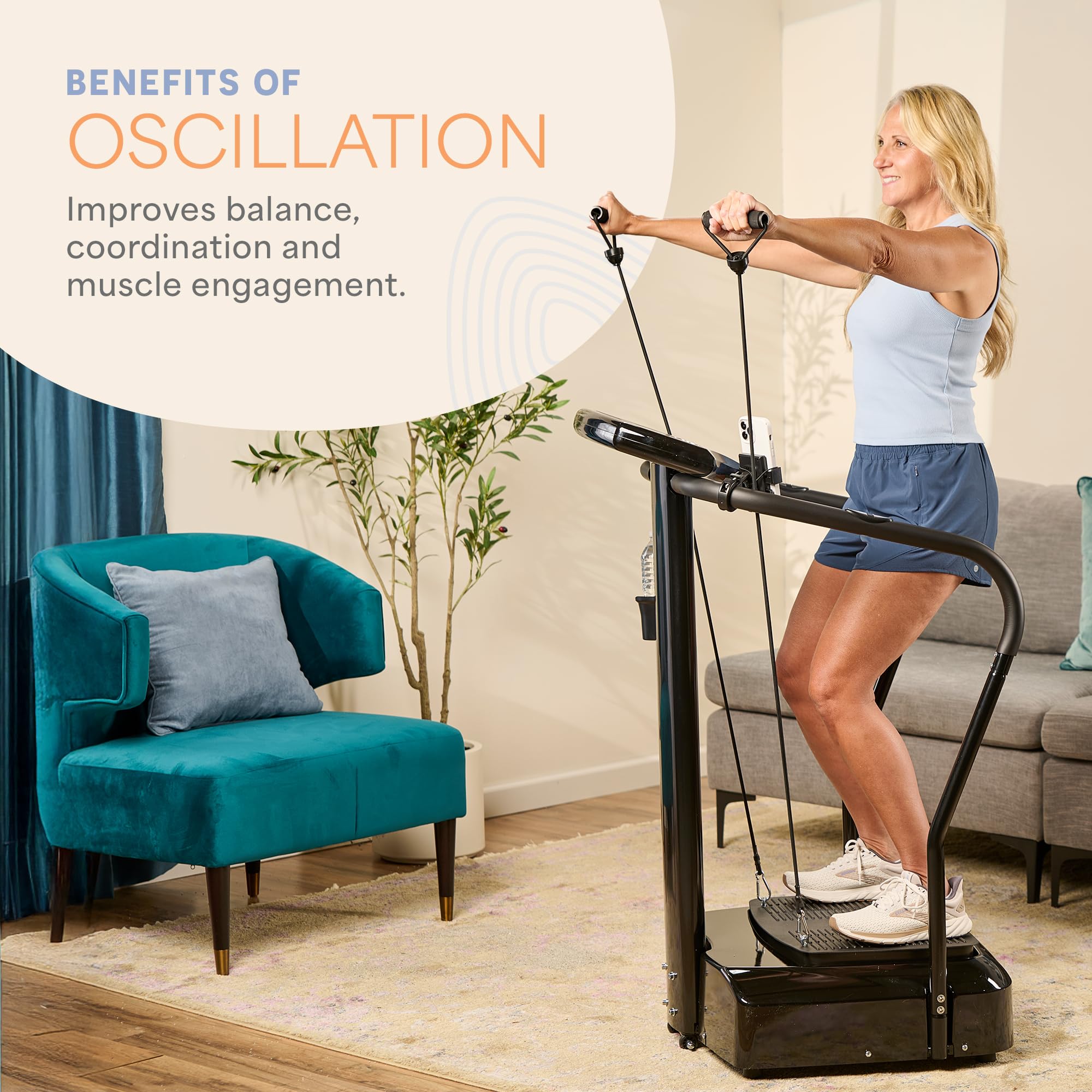 LifePro Rhythm Vibration Plate Exercise Machine with Handles - Whole Body Vibration Platform for Weight Loss, Muscle Tone & Circulation - 99 Speed Levels with Heart Rate Monitor & Phone Holder - Perfect for Home Gym, Physical Therapy & Post-Workout Recovery