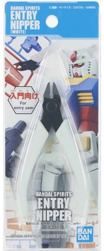 Bandai Spirits Entry Nipper - White Plastic Model Cutting Tool for Gundam & Miniature Kits - Perfect for Hobbyists & DIY Model Building Projects