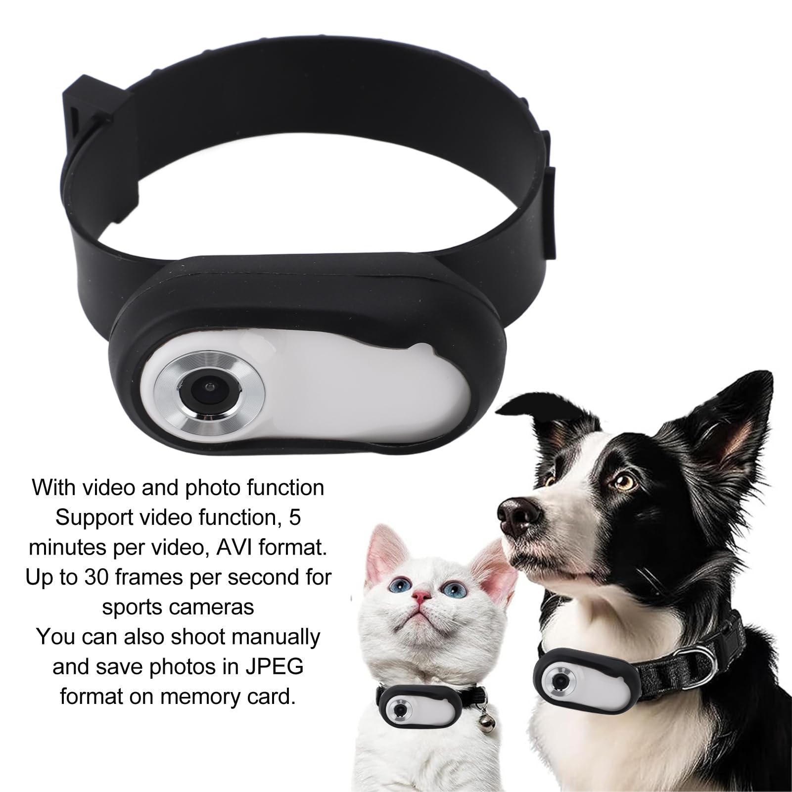 HD Cat Collar Camera 1080P 170° with LCD - Pet Action Cam for Indoor/Outdoor Adventures