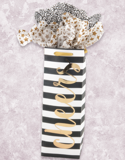 Cheers Striped Wine Bags - Premium Reusable Gift Bags for Bottles - Perfect for Weddings, Parties & Holiday Gifting