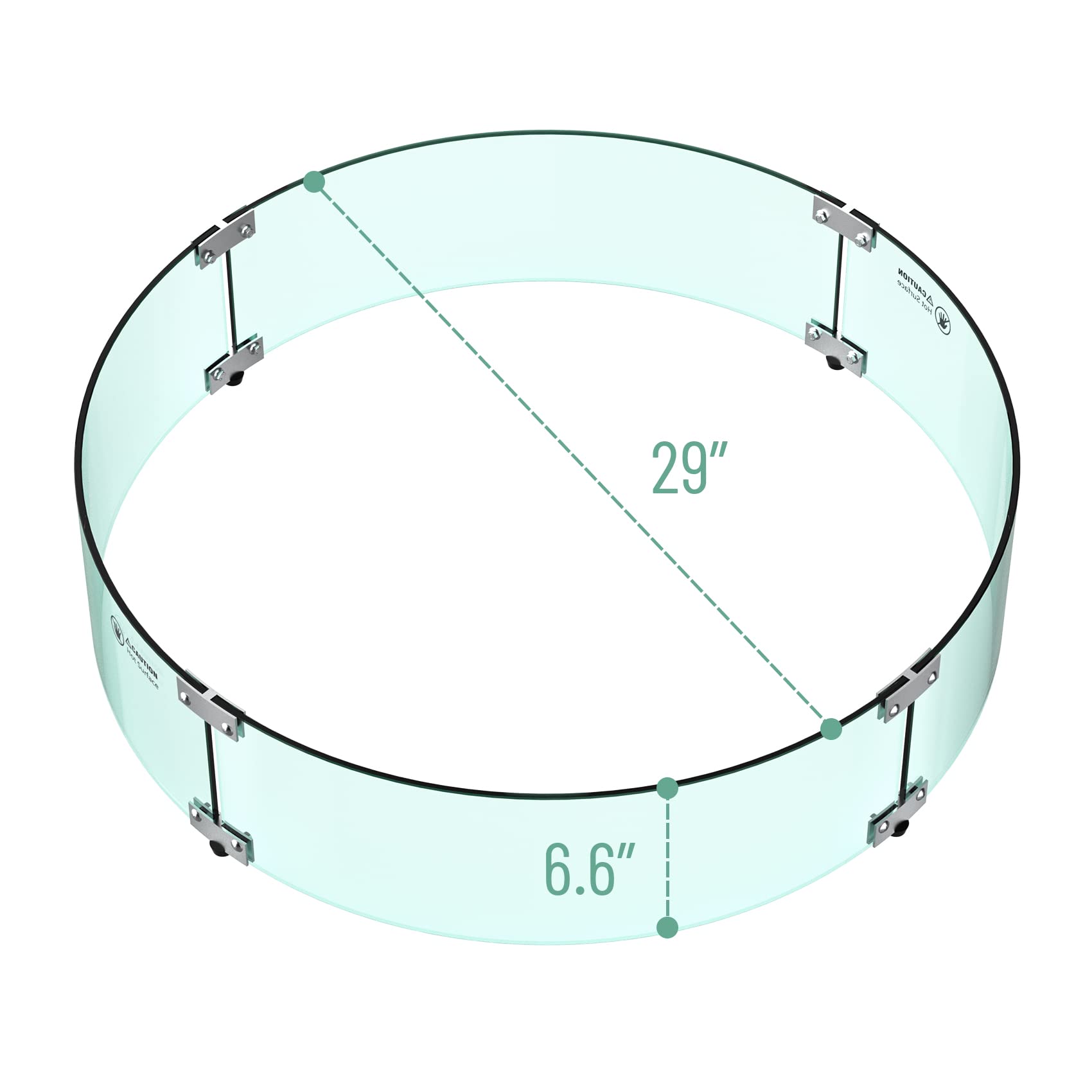 Skyflame 29-Inch Round Fire Pit Wind Guard - Premium Tempered Glass Panel with Reinforced Aluminum Brackets for 24-Inch Fire Pits - Durable, Clear & Heat-Resistant for Outdoor Patio, Backyard & Camping Use