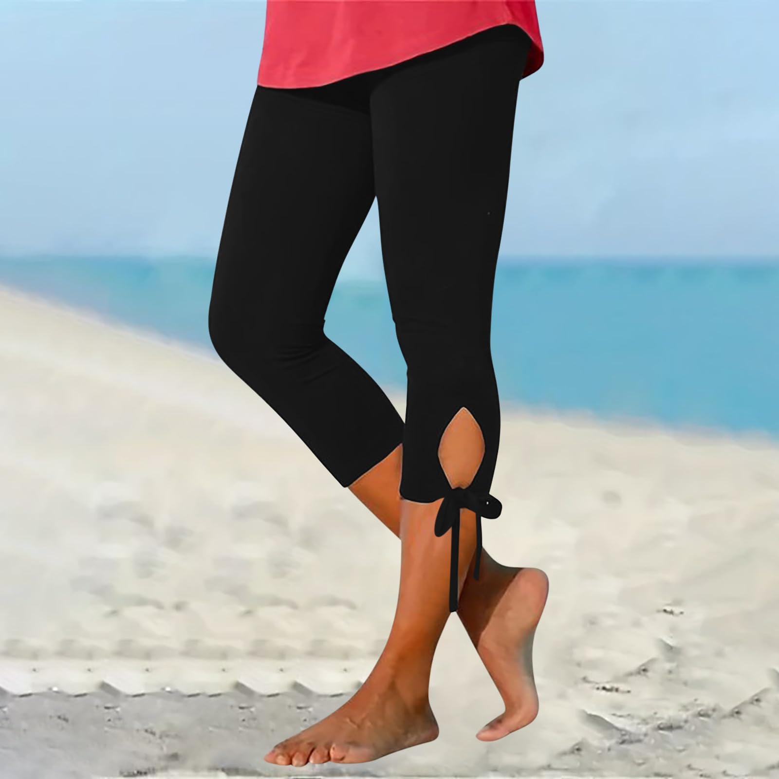 Women's High Waisted Capri Leggings with Tummy Control - Breathable Hollow Out Yoga Pants for Workout & Running - Perfect for Gym, Yoga & Casual Wear