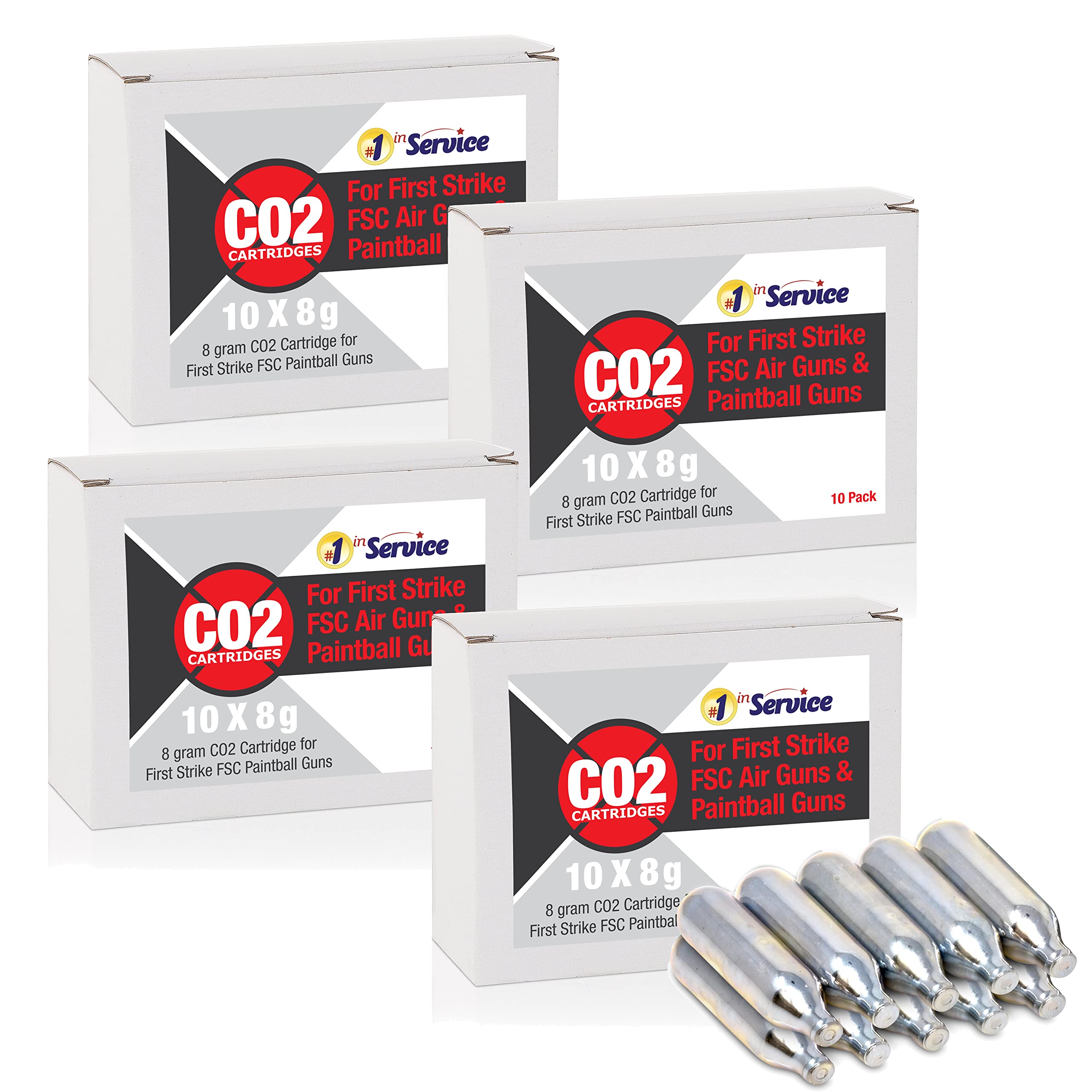 10-Pack 8g CO2 Cartridges for First Strike Paintball Pistols - High Grade, 2.5