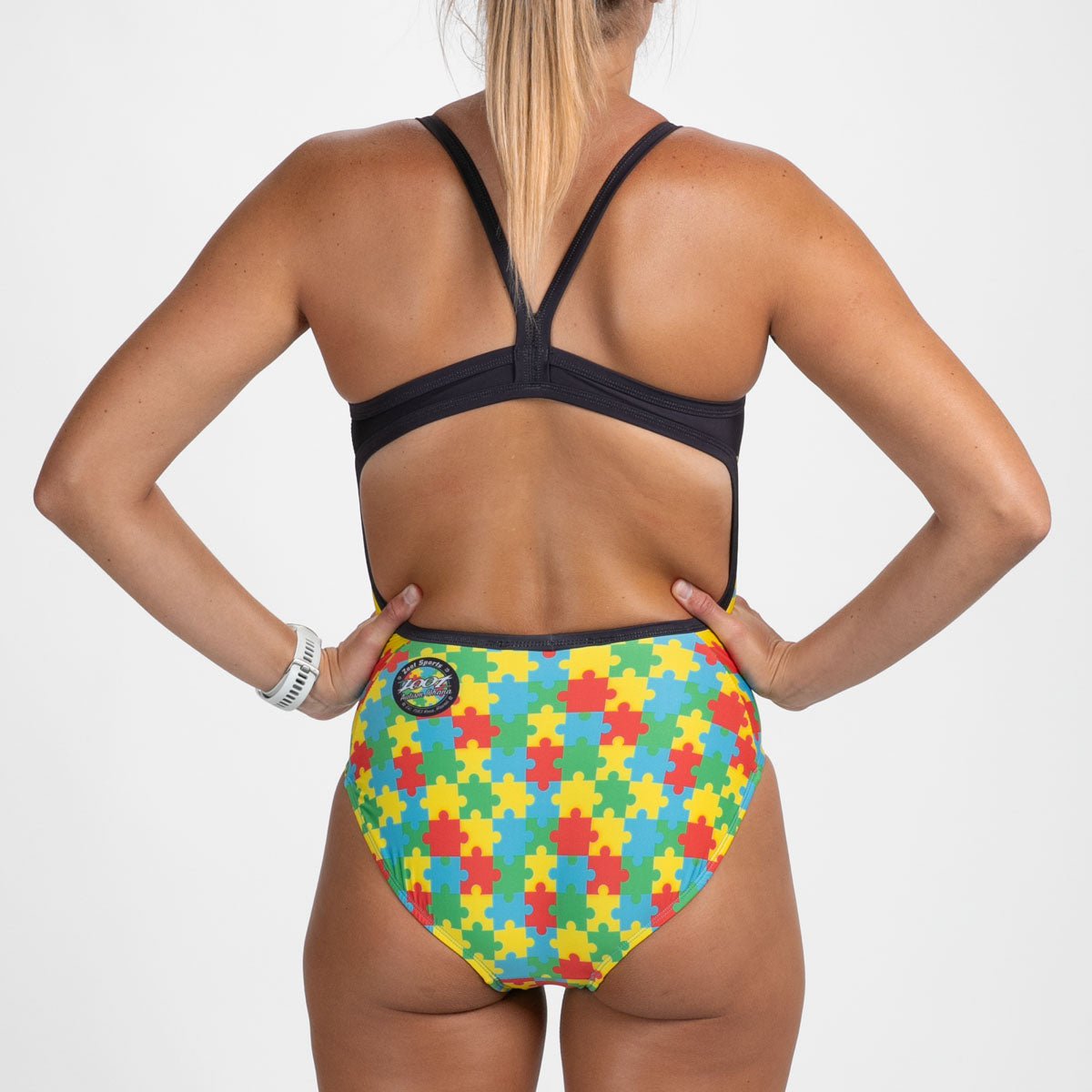 Women's Autism Awareness Swimsuit - Puzzle Print One Piece Bathing Suit for Women | Perfect for Beach, Pool, and Summer Vacations