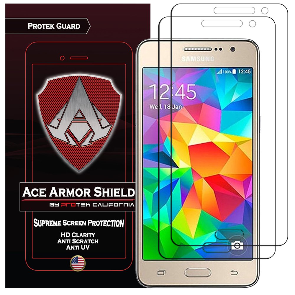 Samsung Galaxy Grand Prime 2018 (2-Pack) Protective Case with Screen Protector - Clear, Bubble-Free, Lifetime Replacement - Perfect for Everyday Use, Travel & Outdoor Activities