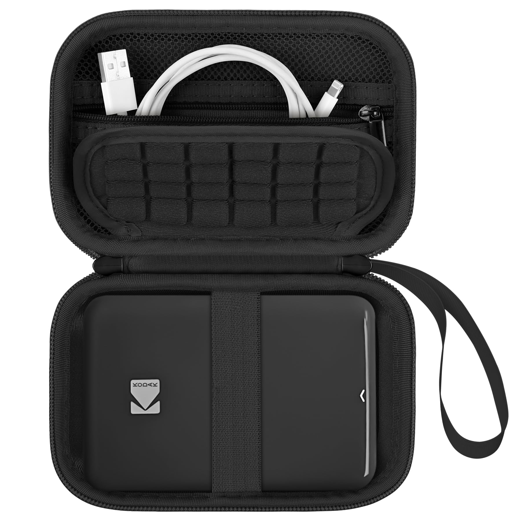 Supmay Hard Carrying Case for KODAK Step Instant Photo Printer - Durable Protective Cover with Zippered Mesh Pocket for USB Cable & Photo Paper (Black) | Perfect for Travel, Parties & Photo Storage
