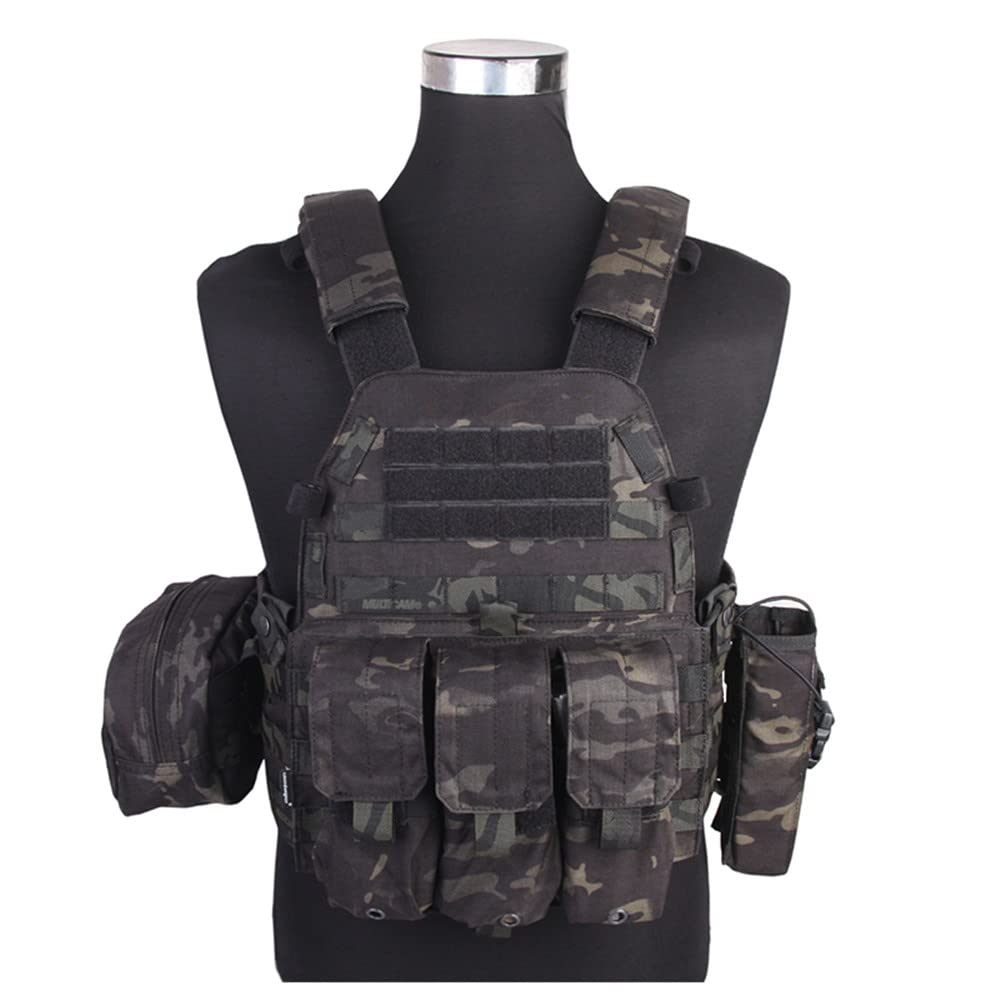 Emersongear LBT6094A Tactical Vest for Airsoft & Paintball - Military Style Plate Carrier with Radio Pouch, Triple Magazine Pouch & Dump Pouch - Perfect for Airsoft Games, Paintball Matches & Tactical Training
