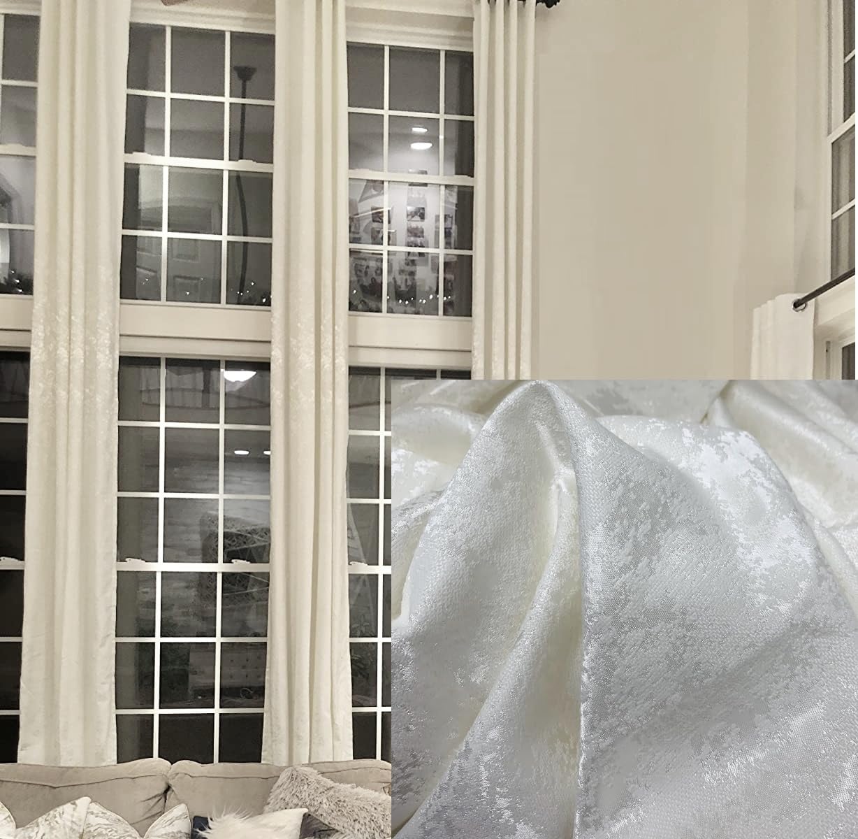 Custom Extra Long Marble Velvet Drapes 8-24 ft for 2 Story High Ceilings - Vanilla 50