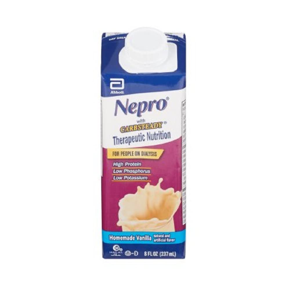 Nepro Liquid Nutrition Drink - Vanilla Flavor, 8oz (24-Pack) | Renal-Friendly Meal Replacement for Kidney Health | Perfect for On-the-Go Nutrition & Dietary Management