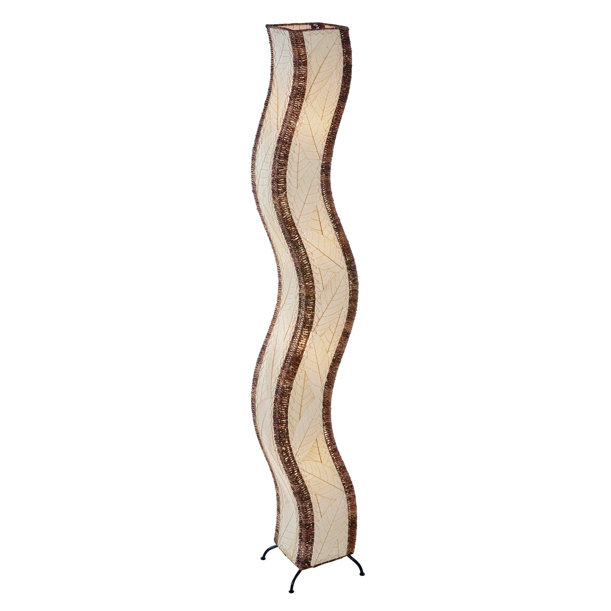 Wave Giant Floor Lamp - Natural Wood Modern Standing Light for Living Room, Bedroom & Office - Bright LED Lighting for Home Decor & Ambience