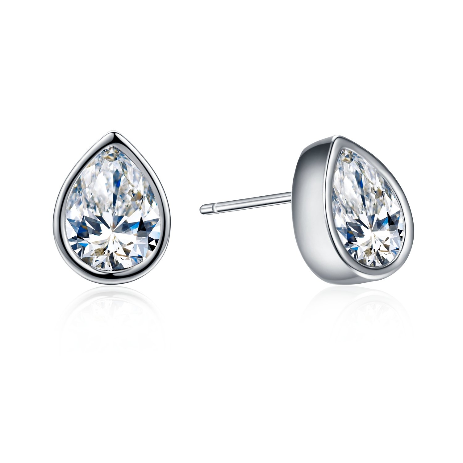 Platinum Teardrop Stud Earrings with Austrian Crystals - Elegant Women's Jewelry for Parties & Gifts