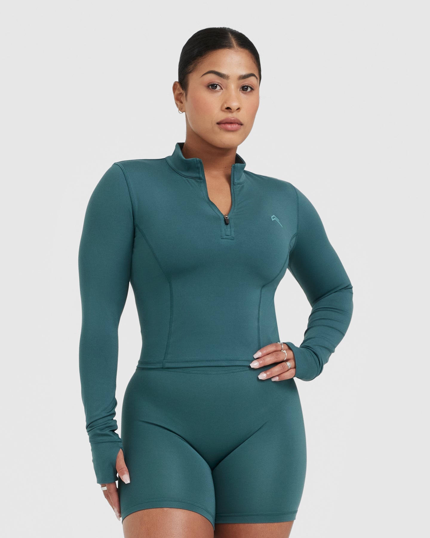 Timeless Half Zip Mid Long Sleeve Top for Women | Soft Breathable Pullover Sweatshirt in Marine Teal | Perfect for Casual Outfits, Workouts & Outdoor Activities