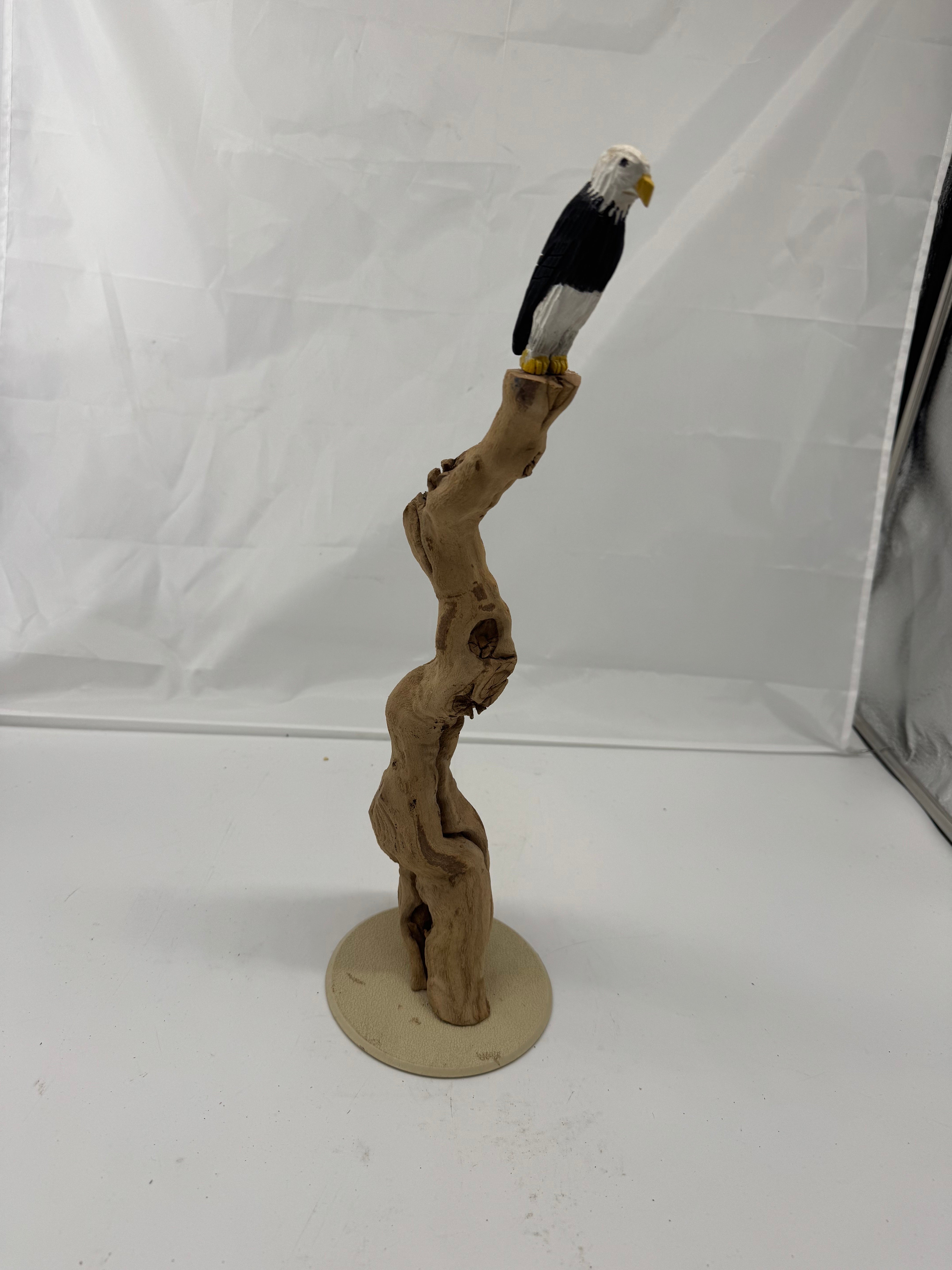 Handcrafted 28-Inch Bald Eagle Wood Carving - Realistic Eagle Sculpture for Home Decor, Office Display & Patriotic Gifts