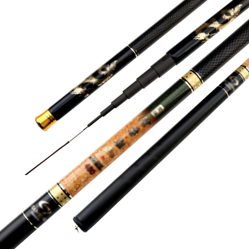 Carbon Fiber Telescopic Spincast Fishing Rod - Strong & Sensitive 7.2m Portable Baitcasting Pole for Bass, Trout, Seawater & Freshwater Fishing | Travel-Friendly Design for Camping, Boating & Shore Fishing (Black)