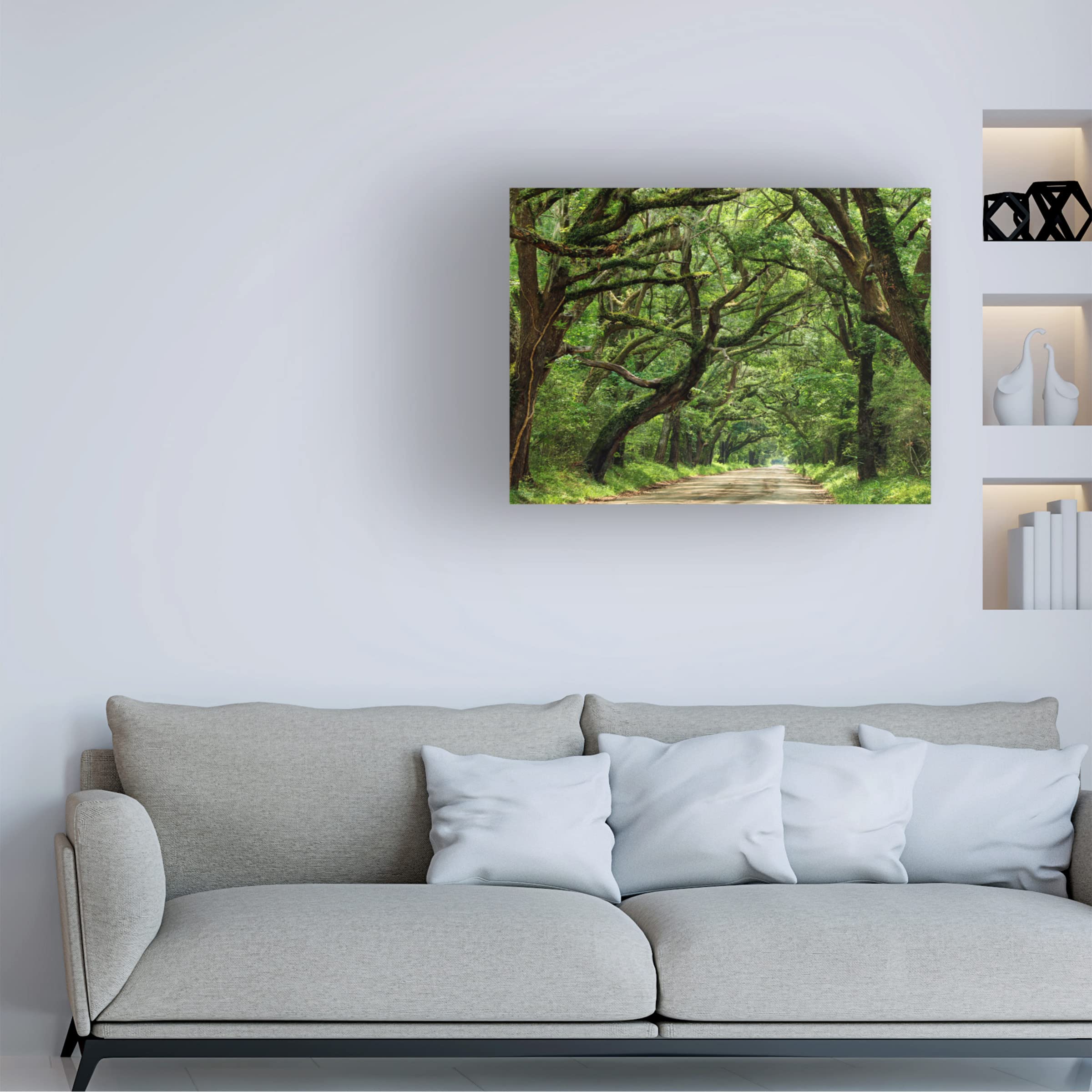 James McLoughlin 'Canopy Road IV' 18x24 Canvas Wall Art Print - Nature Landscape Painting for Living Room, Bedroom & Office Decor