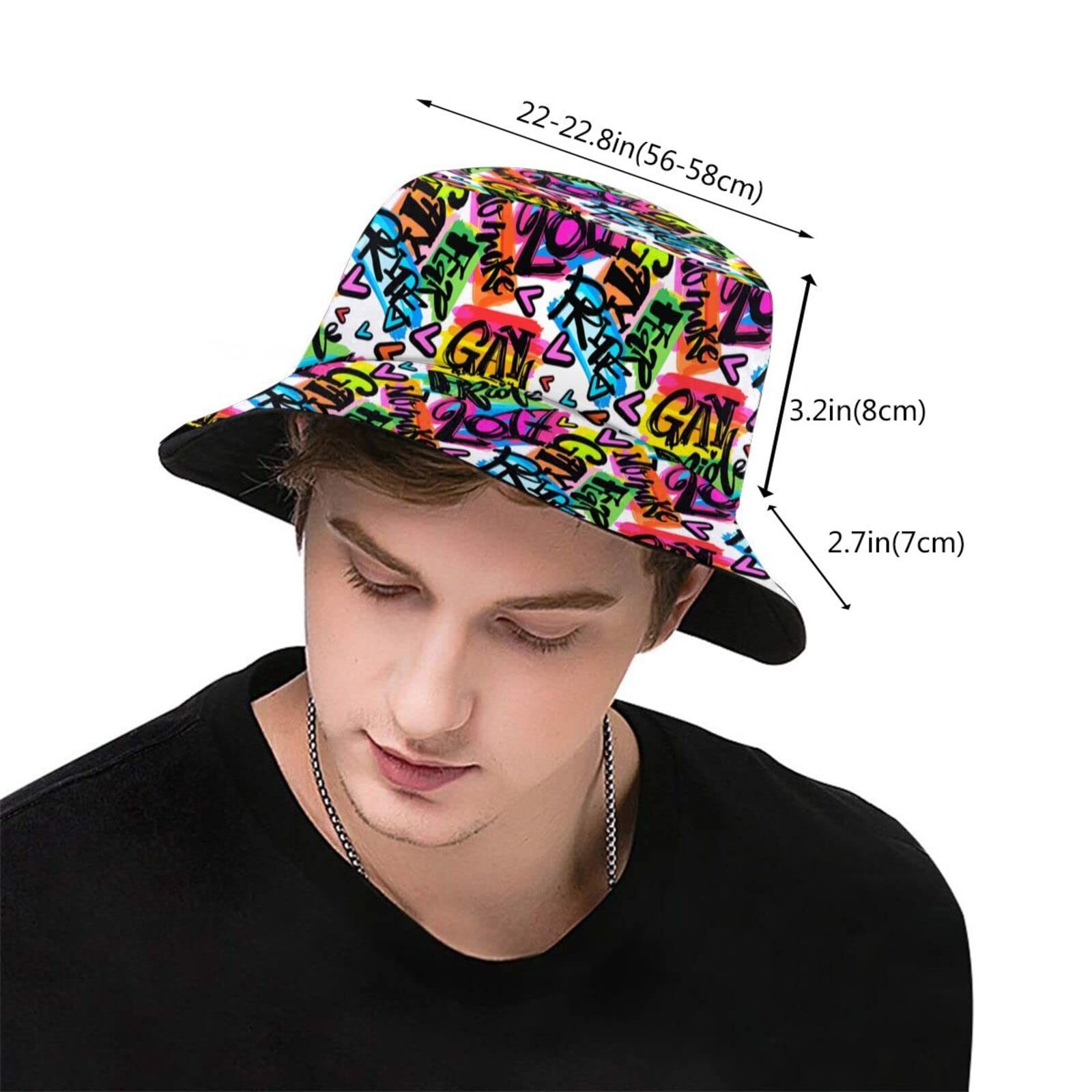 Rainbow LGBT Bucket Hat - Gay Pride Sun Hat for Women & Men - Packable Outdoor Fisherman Cap - Perfect for Pride Parades, Beach Days & Summer Festivals