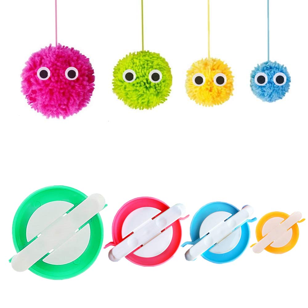 4-Size Pom Pom Maker Kit - DIY Fluffy Yarn Ball Weaving Tool for Knitting, Crochet & Craft Projects - Perfect for Adults & Home Decor, Gifts, Scarf & Hat Accessories