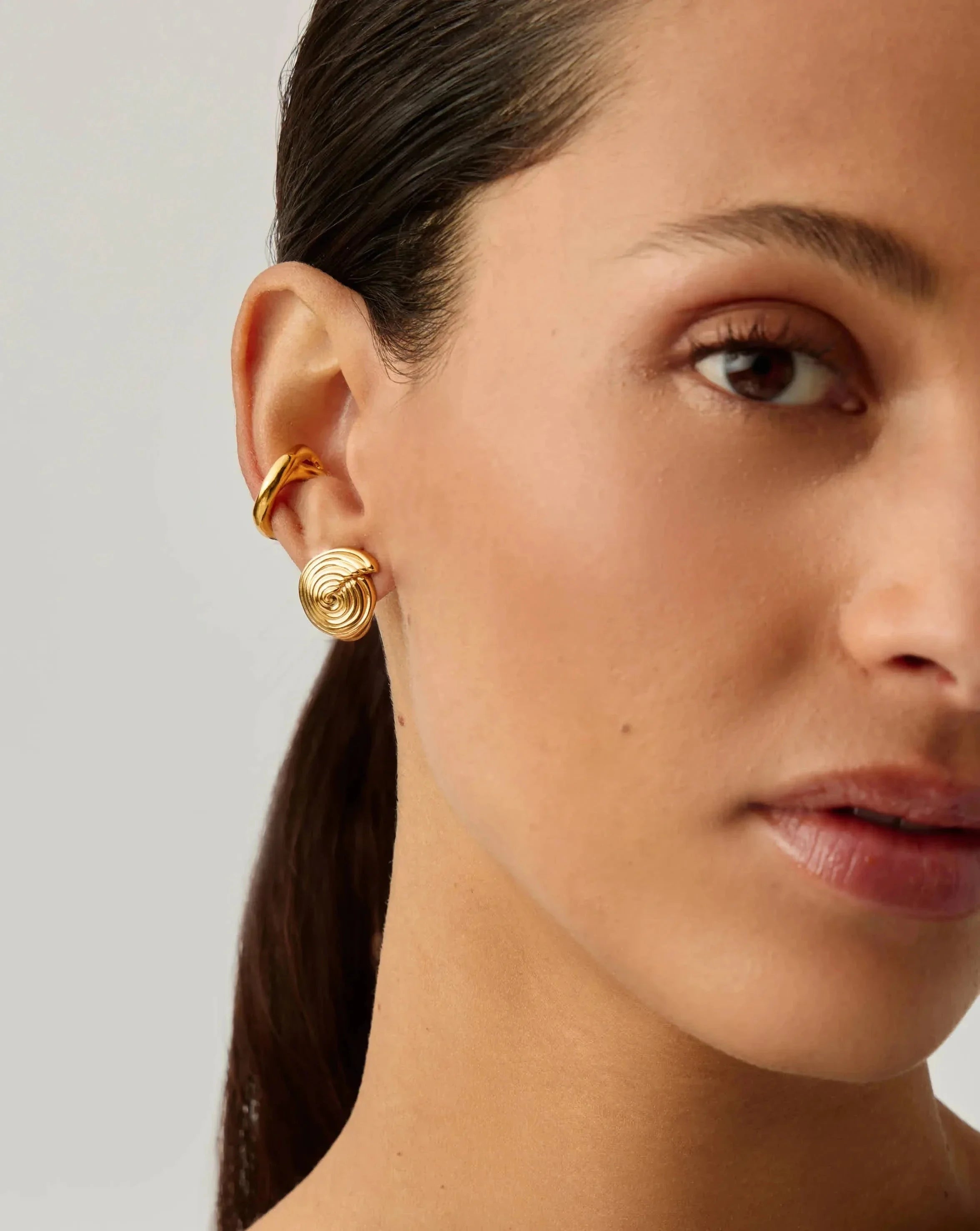 18k Gold Plated Spiral Small Stud Earrings for Women - Minimalist Elegant Jewelry for Everyday Wear, Date Night & Gift Giving