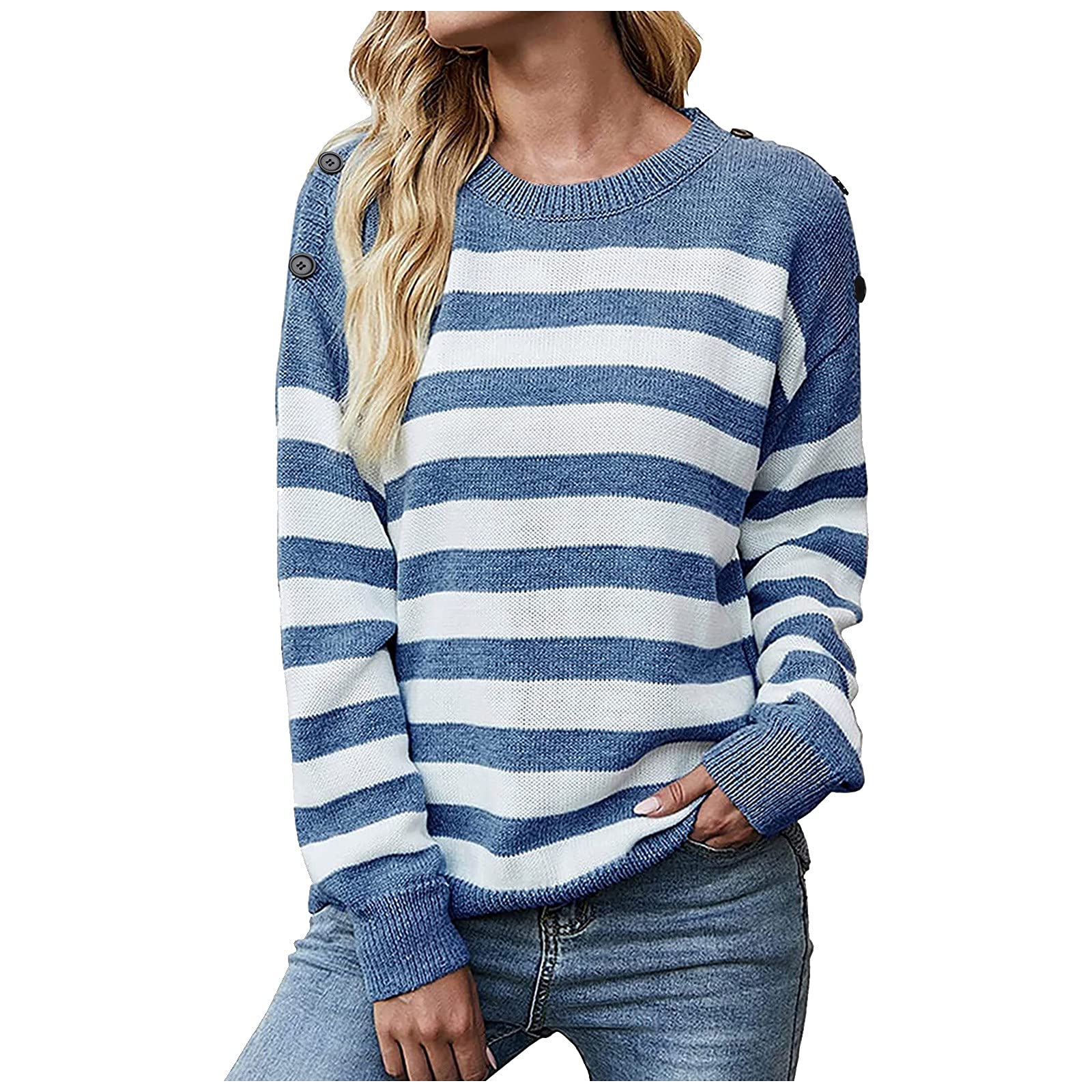 LIHUAK 2022 New Women's V-Neck Oversized Waffle Knit Sweater - Striped Ugly Christmas Hoodie with Long Sleeves for Winter - Perfect for Holiday Parties, Gift Exchange & Cozy Family Gatherings