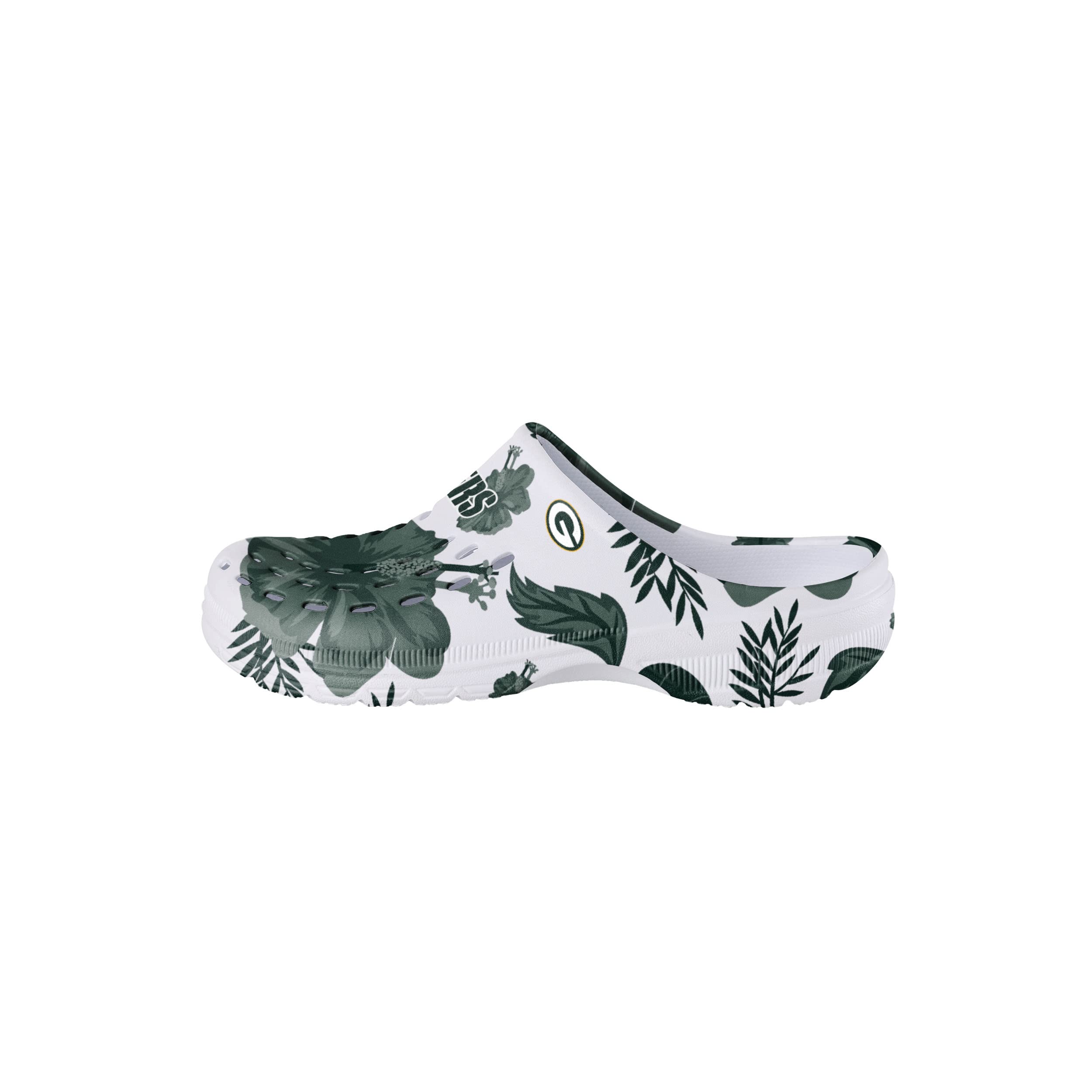 FOCO Women's NFL Team Logo Floral Garden Clog Sandals - Comfortable Waterproof Slip-On Shoes for Women, Perfect for Beach, Pool, Yard & Outdoor Activities