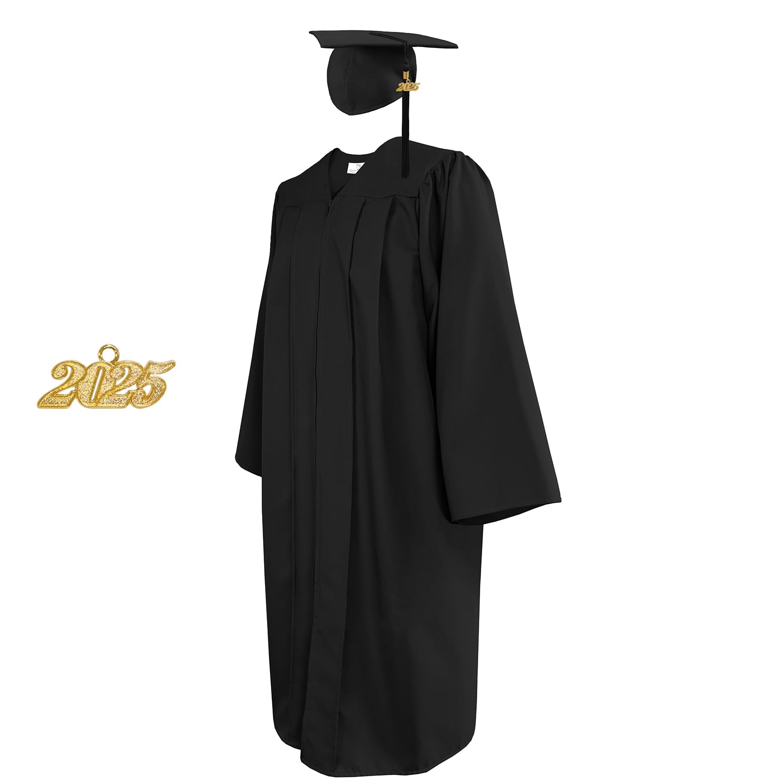 2025 Graduation Gown Cap & Tassel Set - Matte Black Unisex Bachelor & High School Graduation Outfit - Perfect for Commencement Ceremonies, Photo Shoots & Graduation Parties