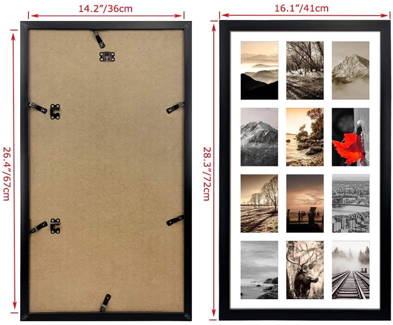 4x6 Picture Frames Set of 4 - Black Wooden Photo Frames for Wall or Tabletop Display - Perfect for Family Photos, Wedding Pictures, and Home Decor