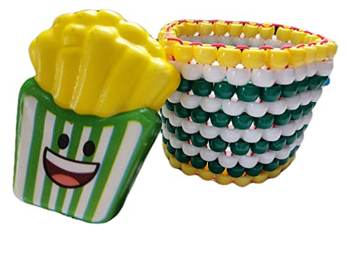 French Fries Squishy Kandi Cuff - Large Soft Beaded Arm Bracelet for Teens, Kawaii Food Jewelry - Perfect for Rave, Festival, Party & Everyday Wear