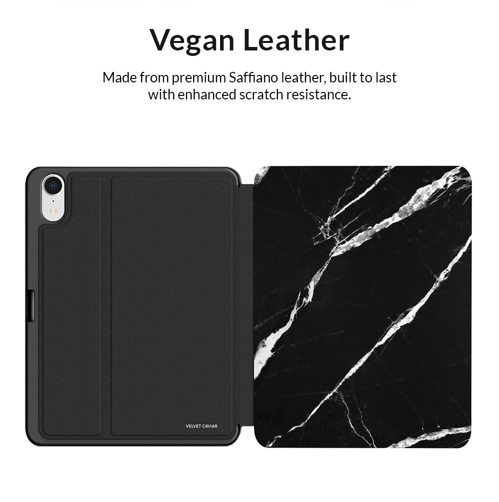 Premium Black Marble iPad Case 2.0 - Slim Protective Cover for iPad Pro/Air/Mini - Durable Scratch-Resistant Shell with Precise Cutouts | Perfect for Work, Travel & Home Use