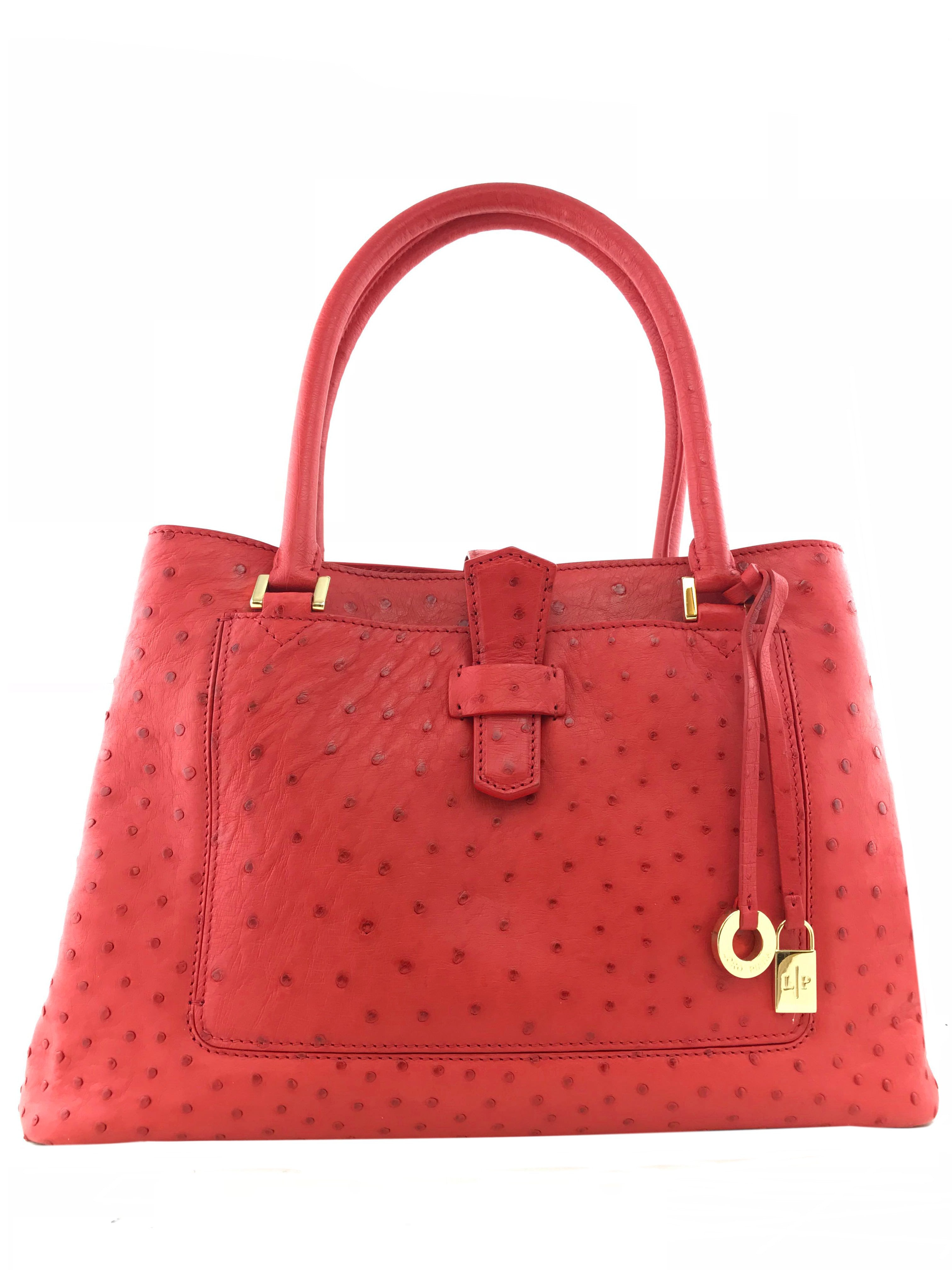 Luxury Loro Piana Ostrich Leather Bellevue Handbag for Women - Elegant Designer Tote for Work, Travel & Special Occasions