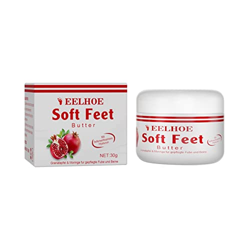 Pomegranate Hand and Foot Cream for Dry Cracked Heels - Moisturizing Foot Repair Salve with Pomegranate Extract & Peppermint Oil - Best for Rough, Dry, Chapped Skin on Feet and Hands - Perfect for Pedicures, Winter Care, and Daily Foot Hydration (A)