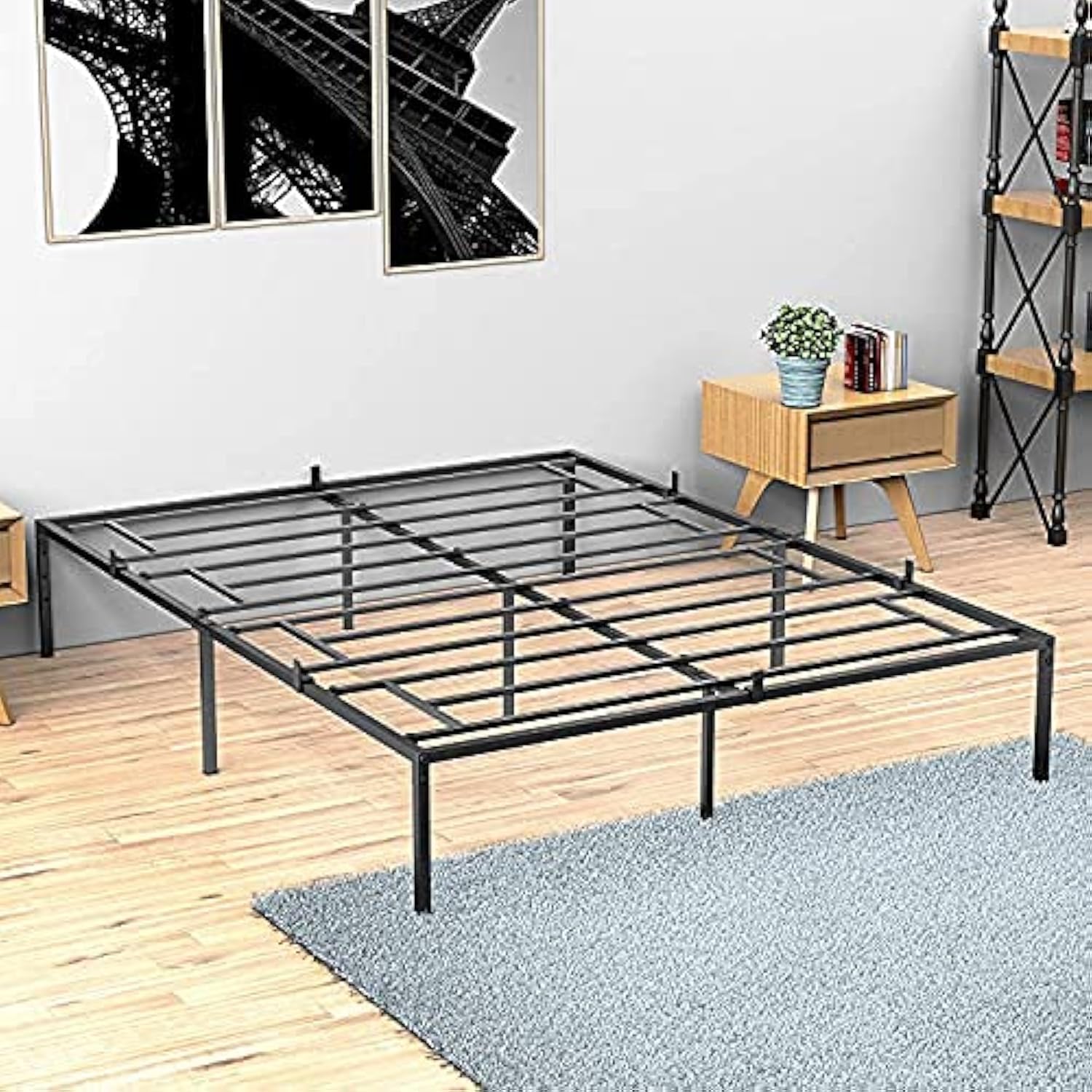 14 Inch Heavy Duty Metal Queen Bed Frame Platform - No Box Spring Needed, Sturdy Steel Slat Mattress Foundation, Easy Assembly, Quiet & Stable - Perfect for Master Bedrooms, Guest Rooms & Small Spaces